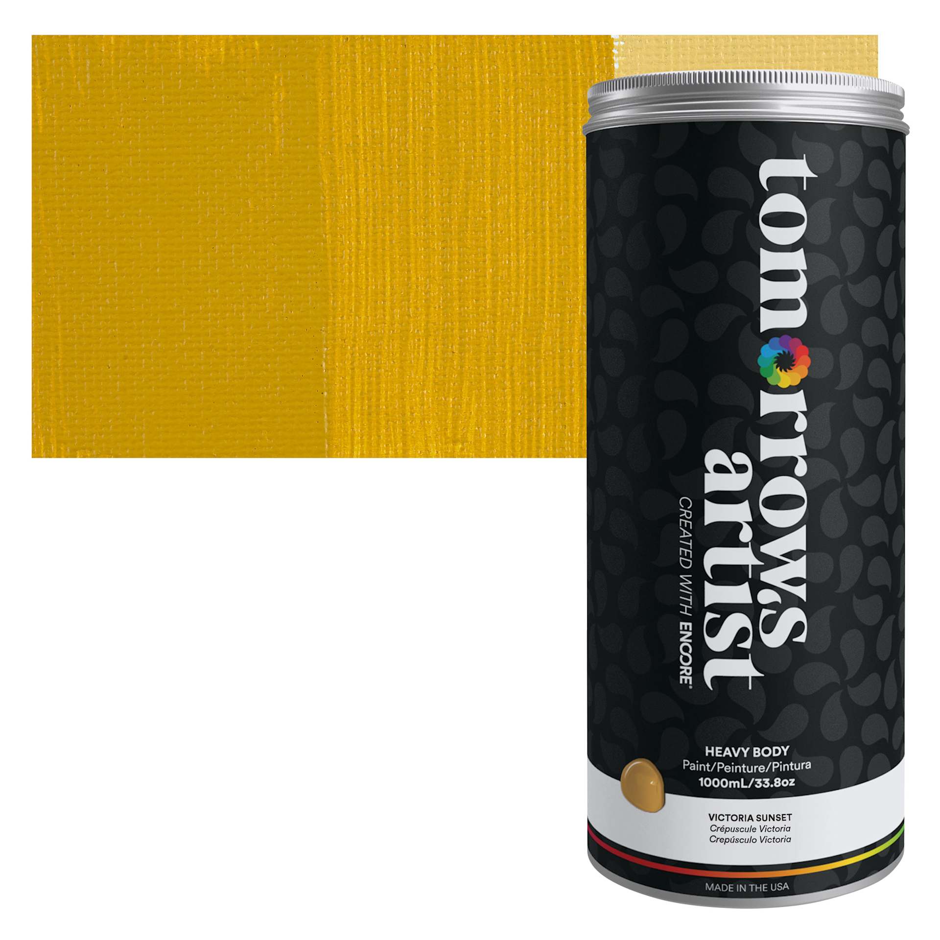 Tomorrow's Artist Eco-Friendly Heavy Body Acrylic Paint - Victoria Sunset, 1 L jar and swatch