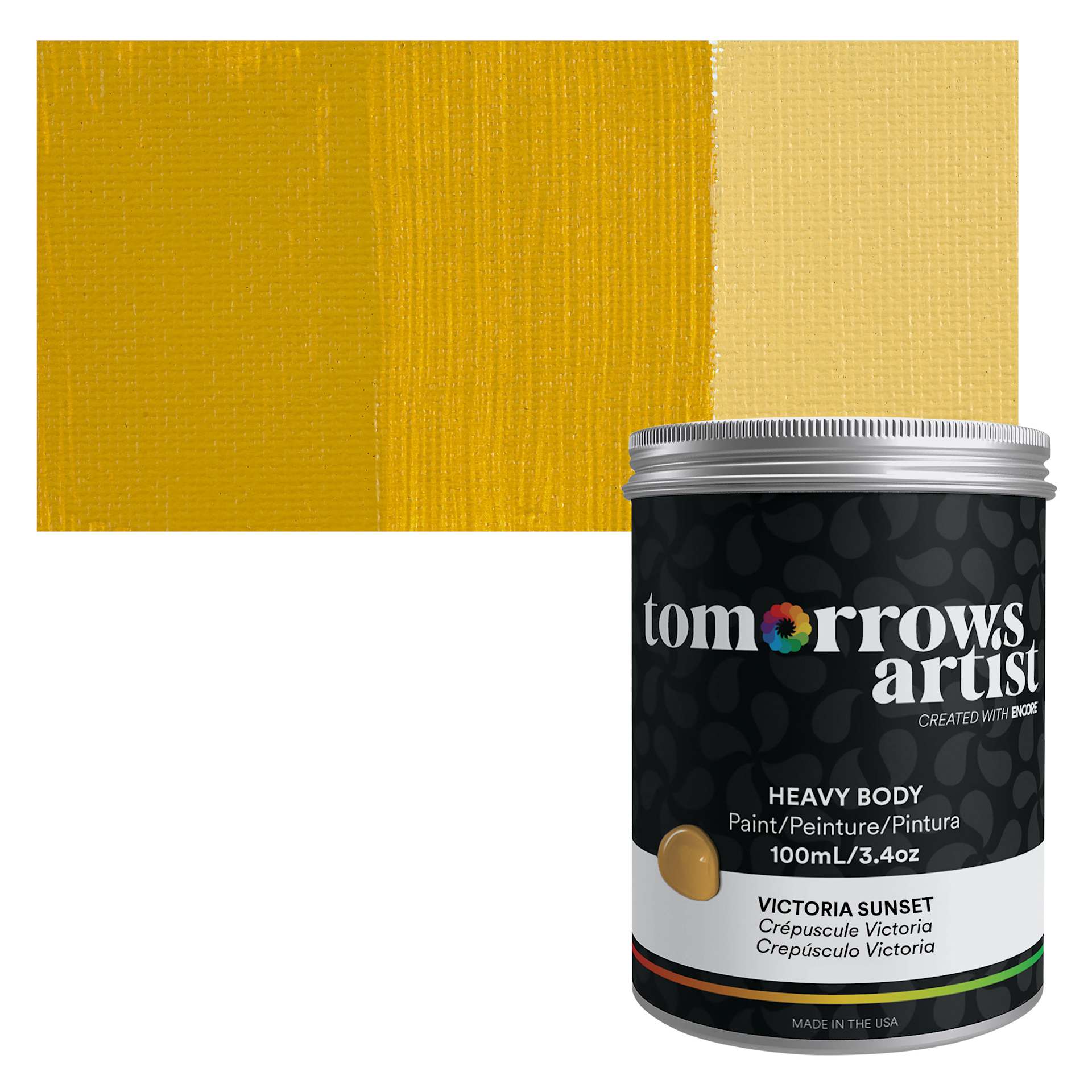 Tomorrow's Artist Eco-Friendly Heavy Body Acrylic Paint - Victoria Sunset, 100 ml jar and swatch