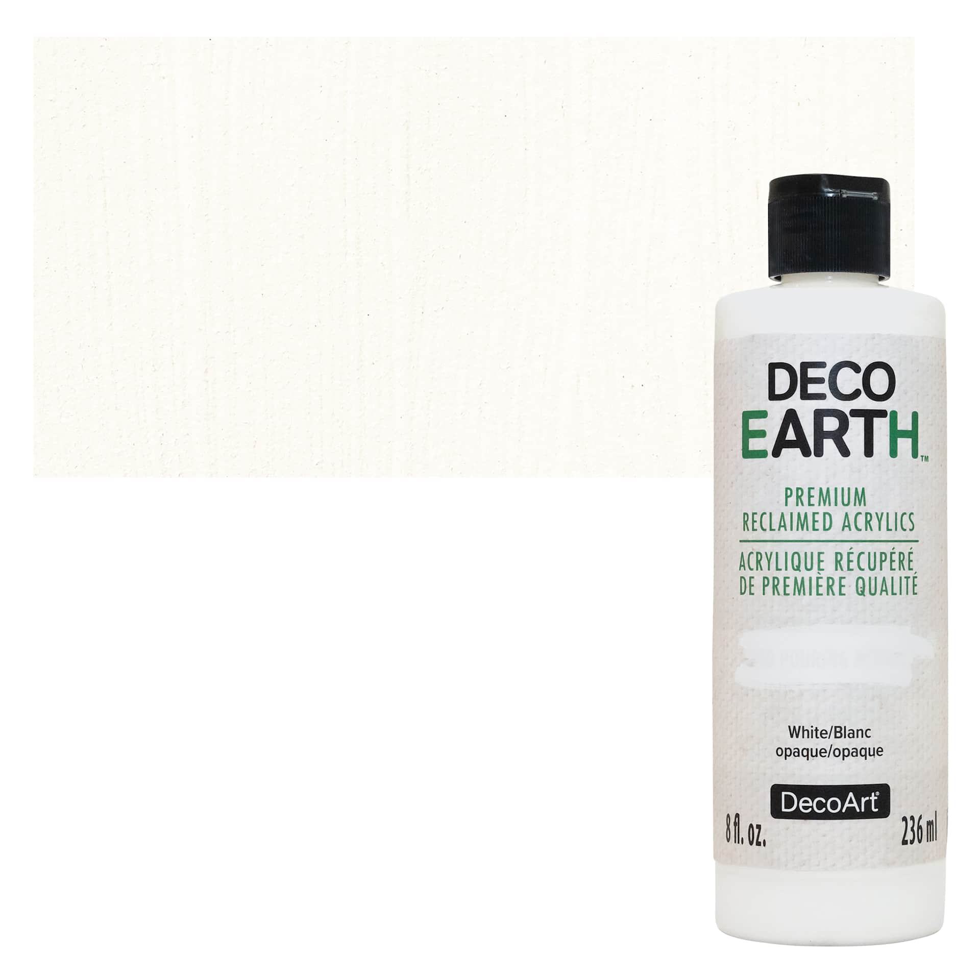 DecoArt DecoEarth Premium Reclaimed Acrylic Paint - White, 8 oz bottle with swatch