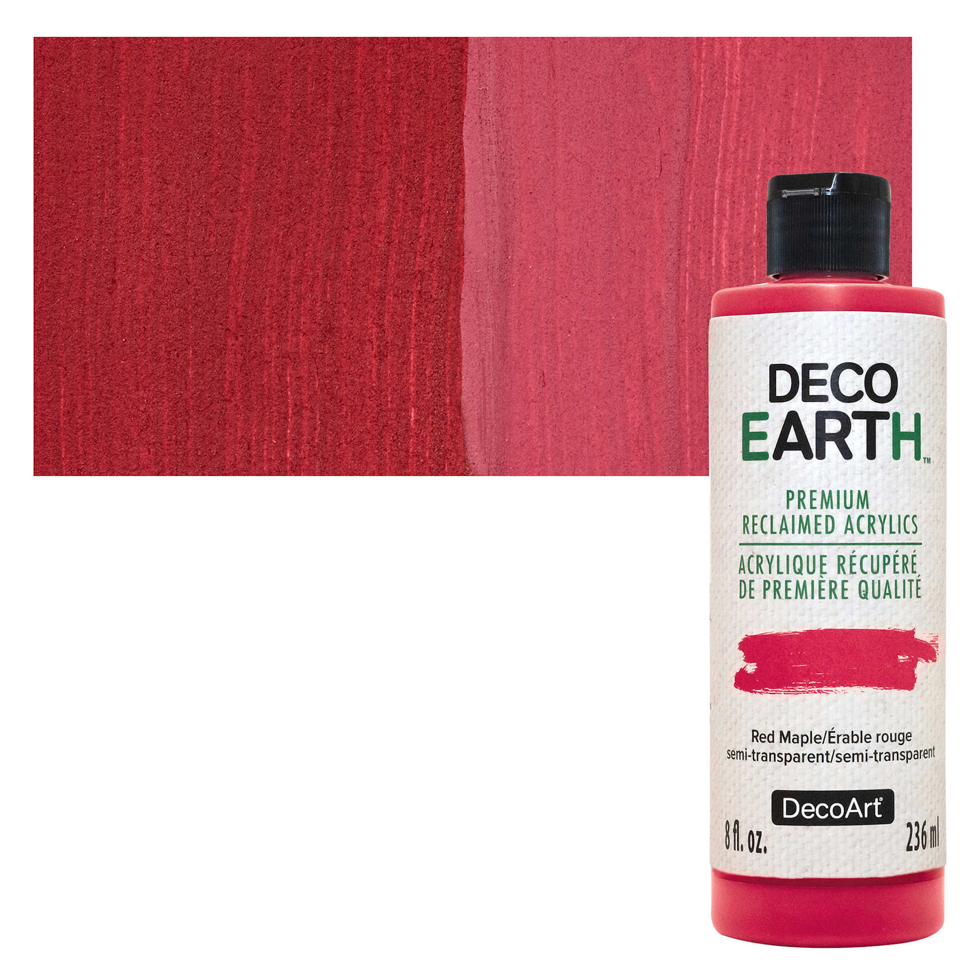 DecoArt DecoEarth Premium Reclaimed Acrylic Paint - Red Maple, 8 oz bottle with swatch