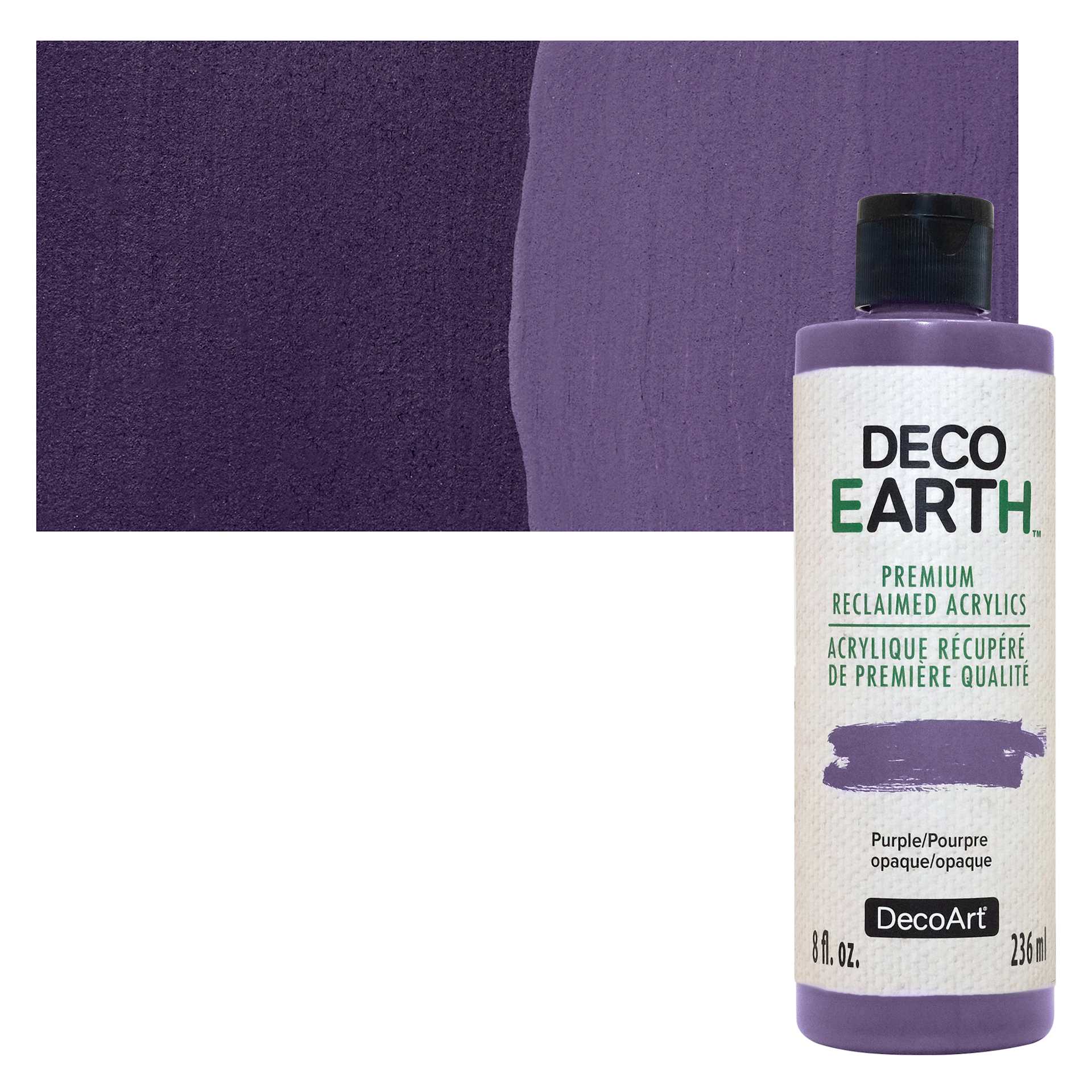DecoArt DecoEarth Premium Reclaimed Acrylic Paint - Purple, 8 oz bottle with swatch