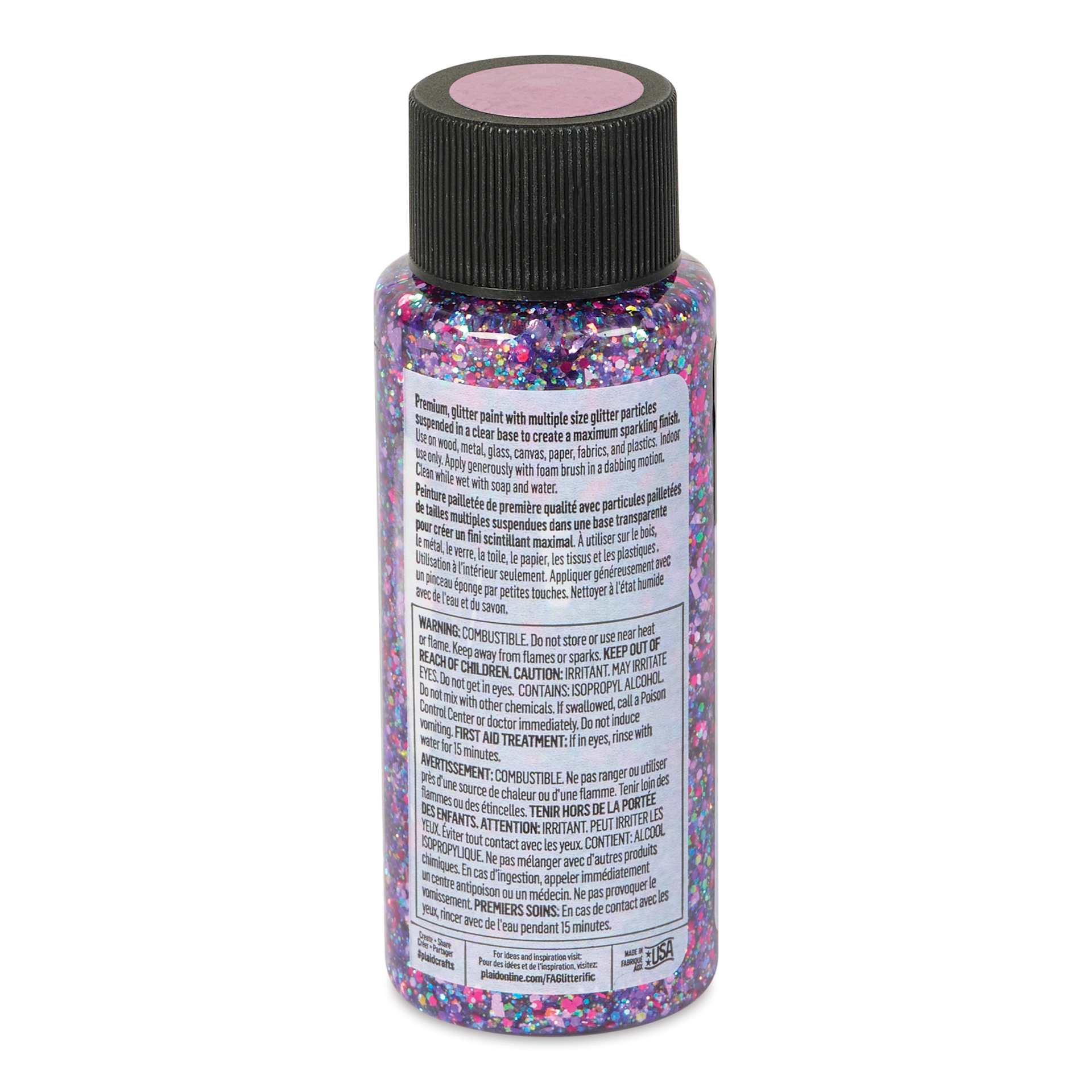 FolkArt Glitterific Acrylic Paint - Princess, 2 oz - back