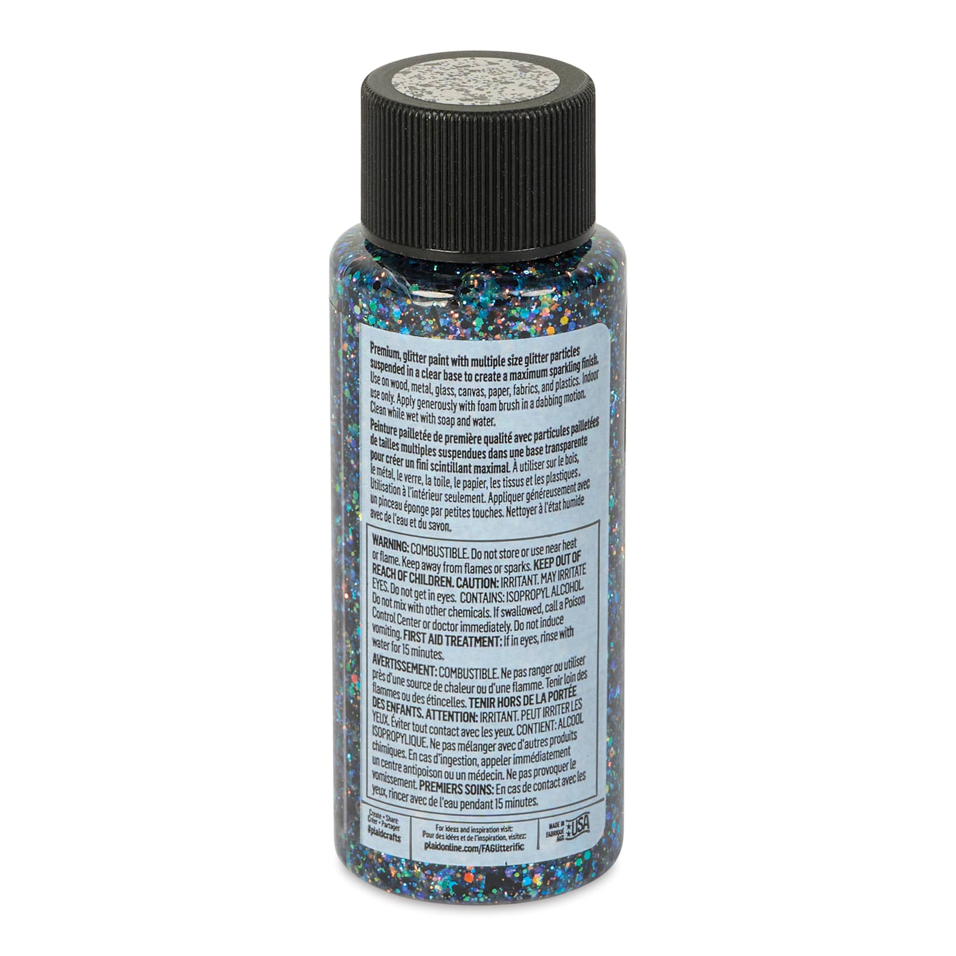 FolkArt Glitterific Acrylic Paint - Black Opal, 2 oz - back