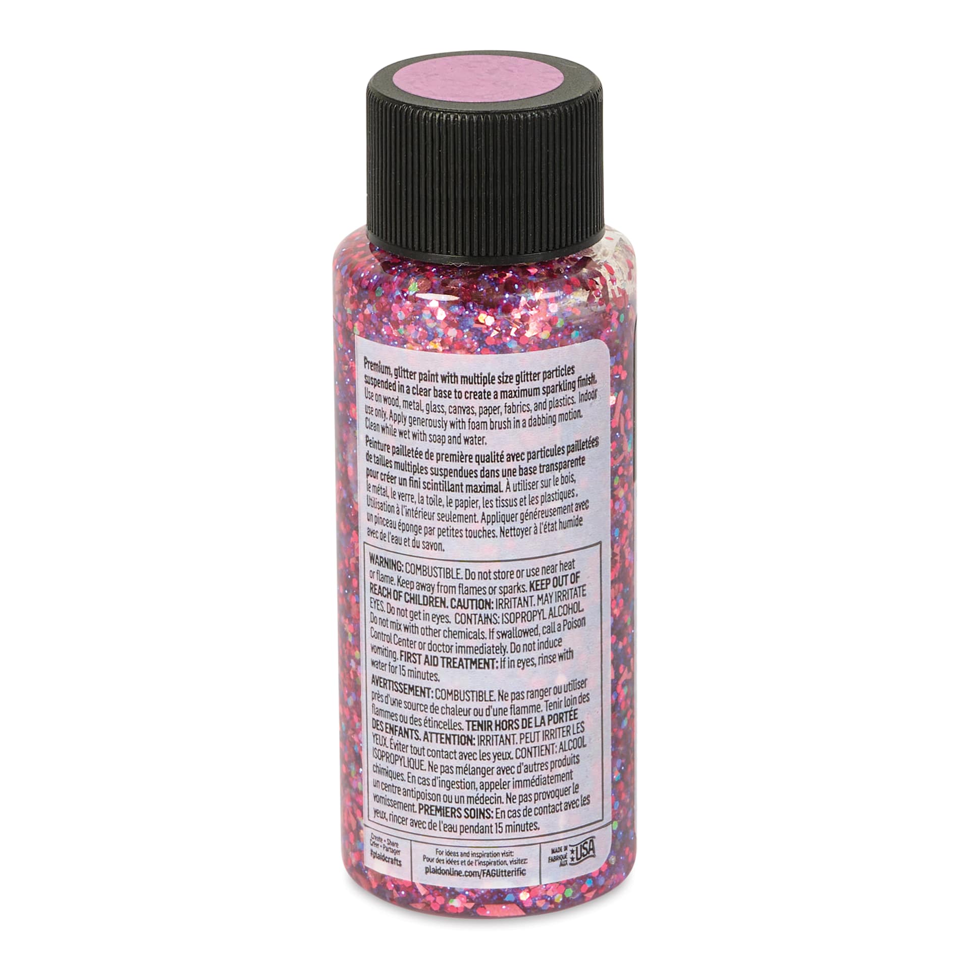 FolkArt Glitterific Acrylic Paint - Hot Pink, 2 oz - back