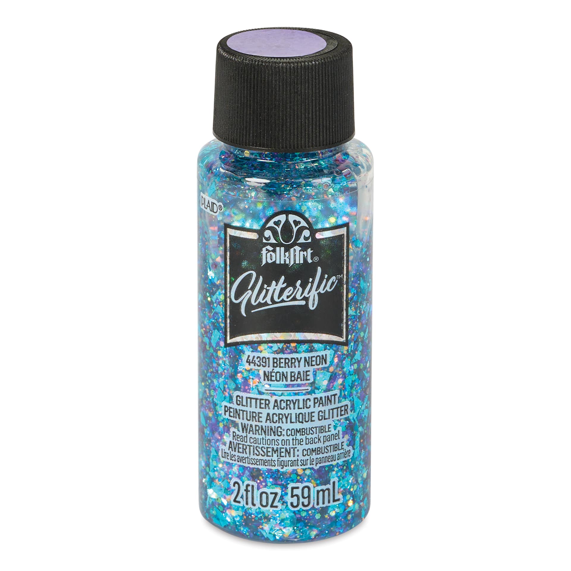 FolkArt Glitterific Acrylic Paint - Neon Berry, 2 oz - front