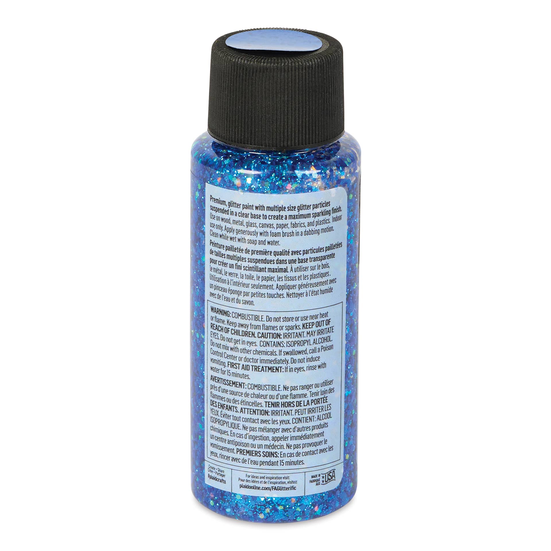 FolkArt Glitterific Acrylic Paint - Dark Blue, 2 oz - back