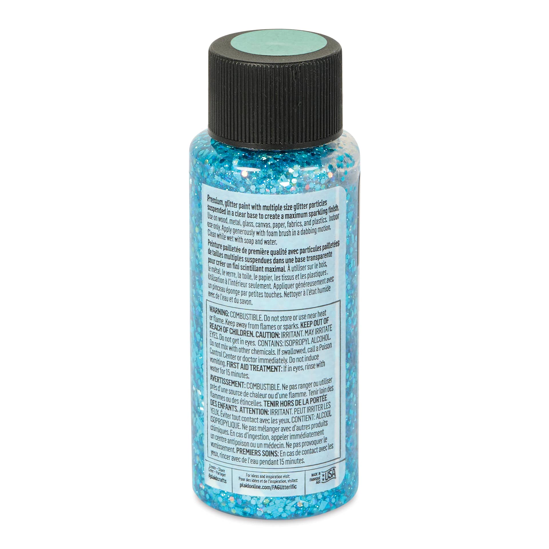 FolkArt Glitterific Acrylic Paint - Aqua, 2 oz - back