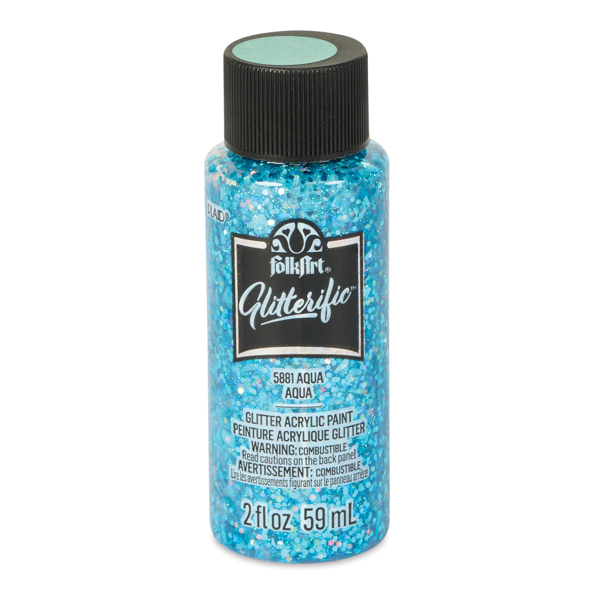 FolkArt Glitterific Acrylic Paint - Aqua, 2 oz - front