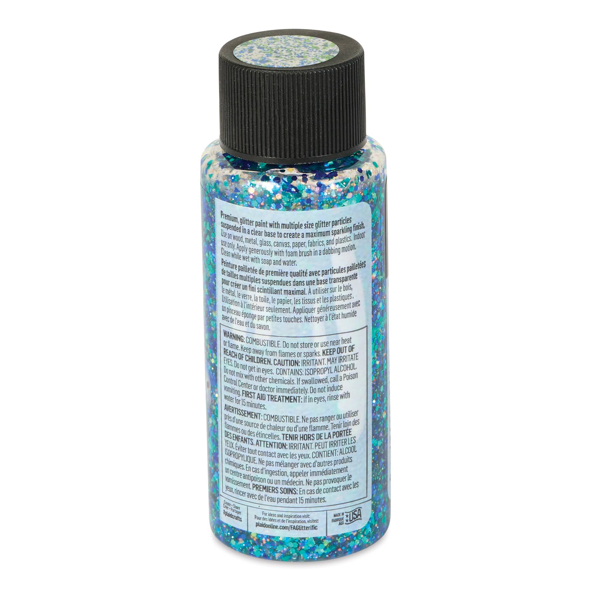 FolkArt Glitterific Acrylic Paint - Tropical, 2 oz - back