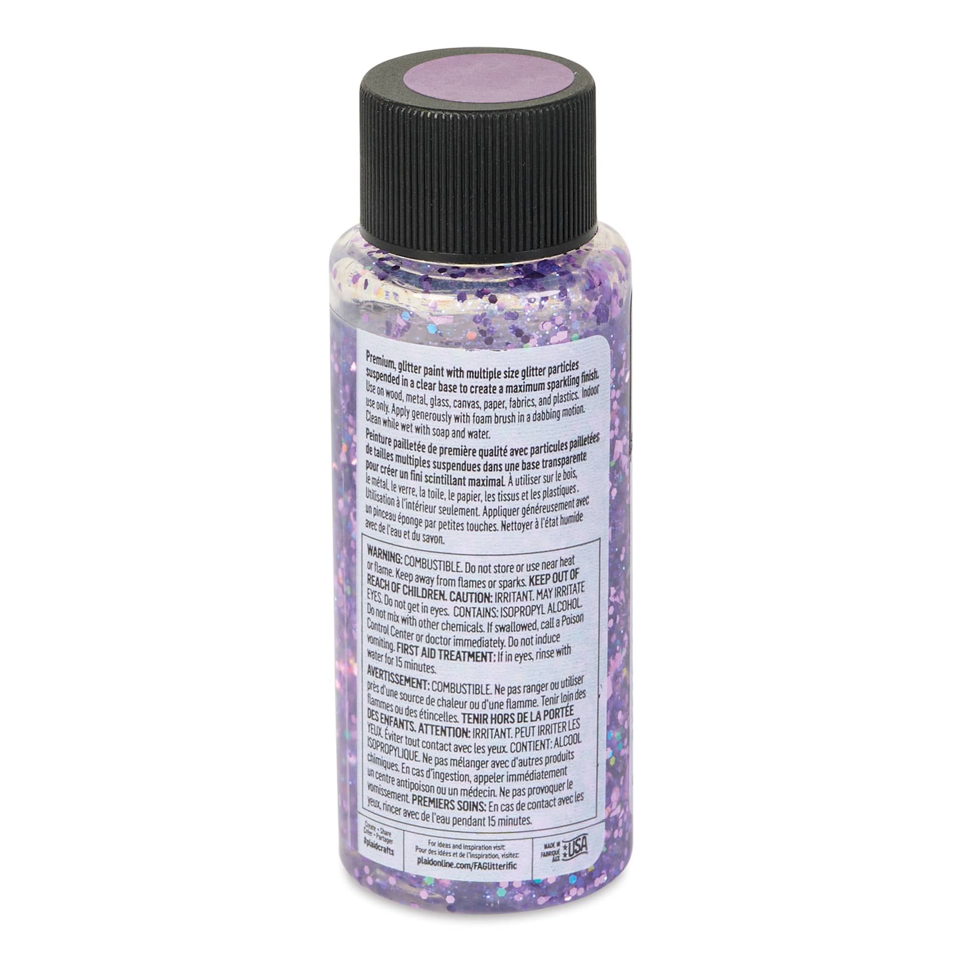 FolkArt Glitterific Acrylic Paint - Purple, 2 oz - back