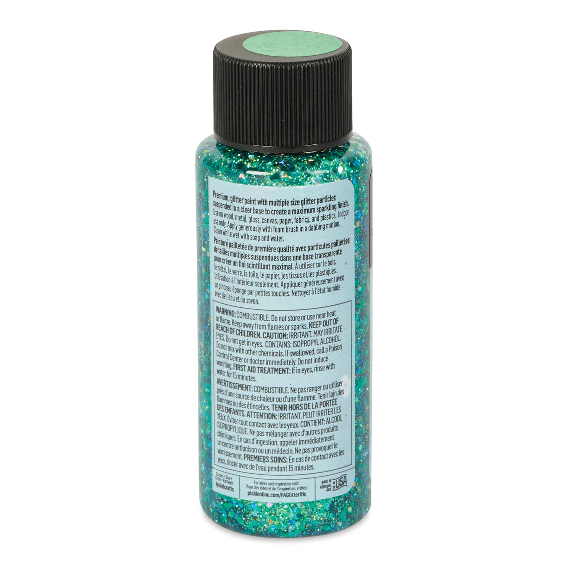 FolkArt Glitterific Acrylic Paint - Evergreen, 2 oz - back