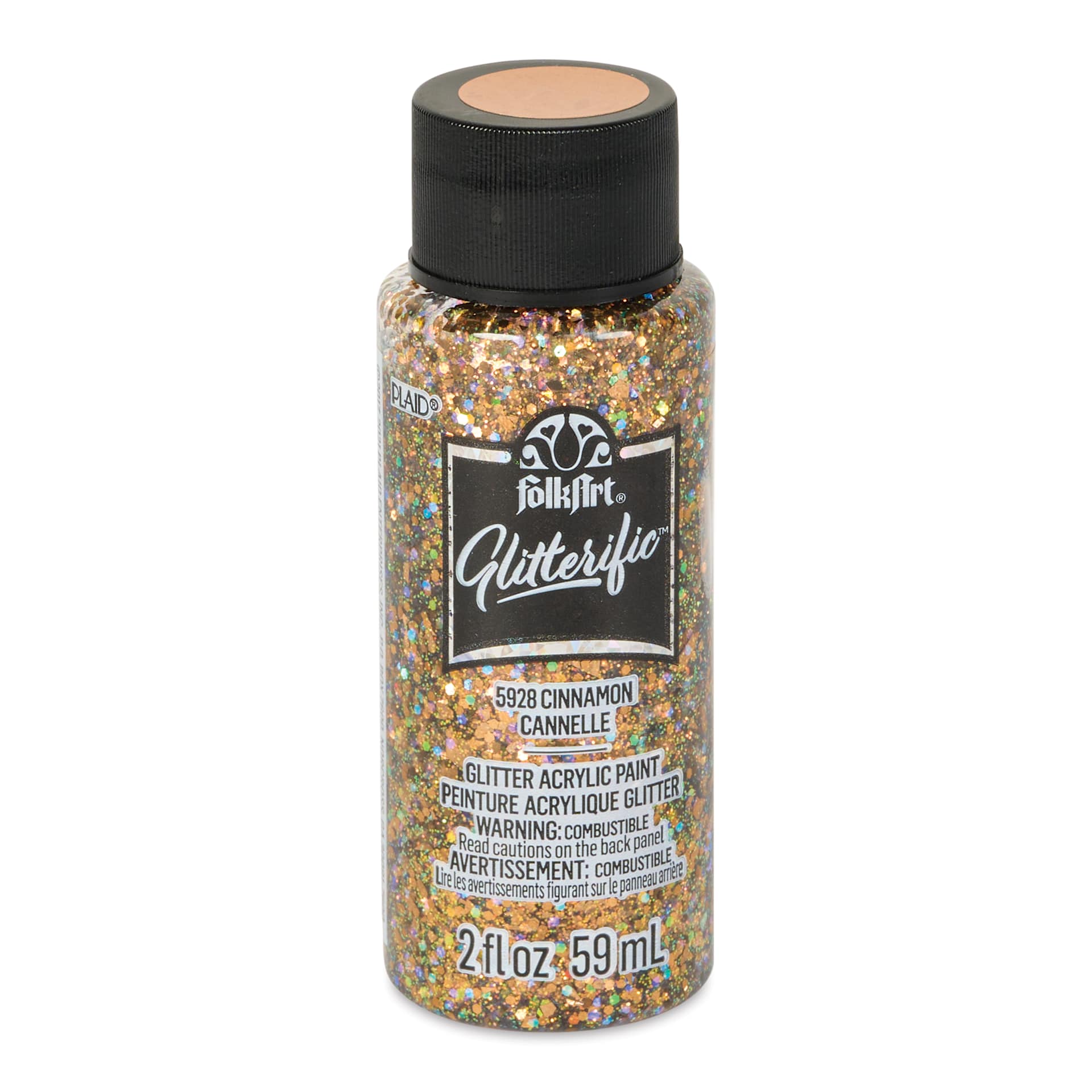 FolkArt Glitterific Acrylic Paint - Cinnamon, 2 oz - front