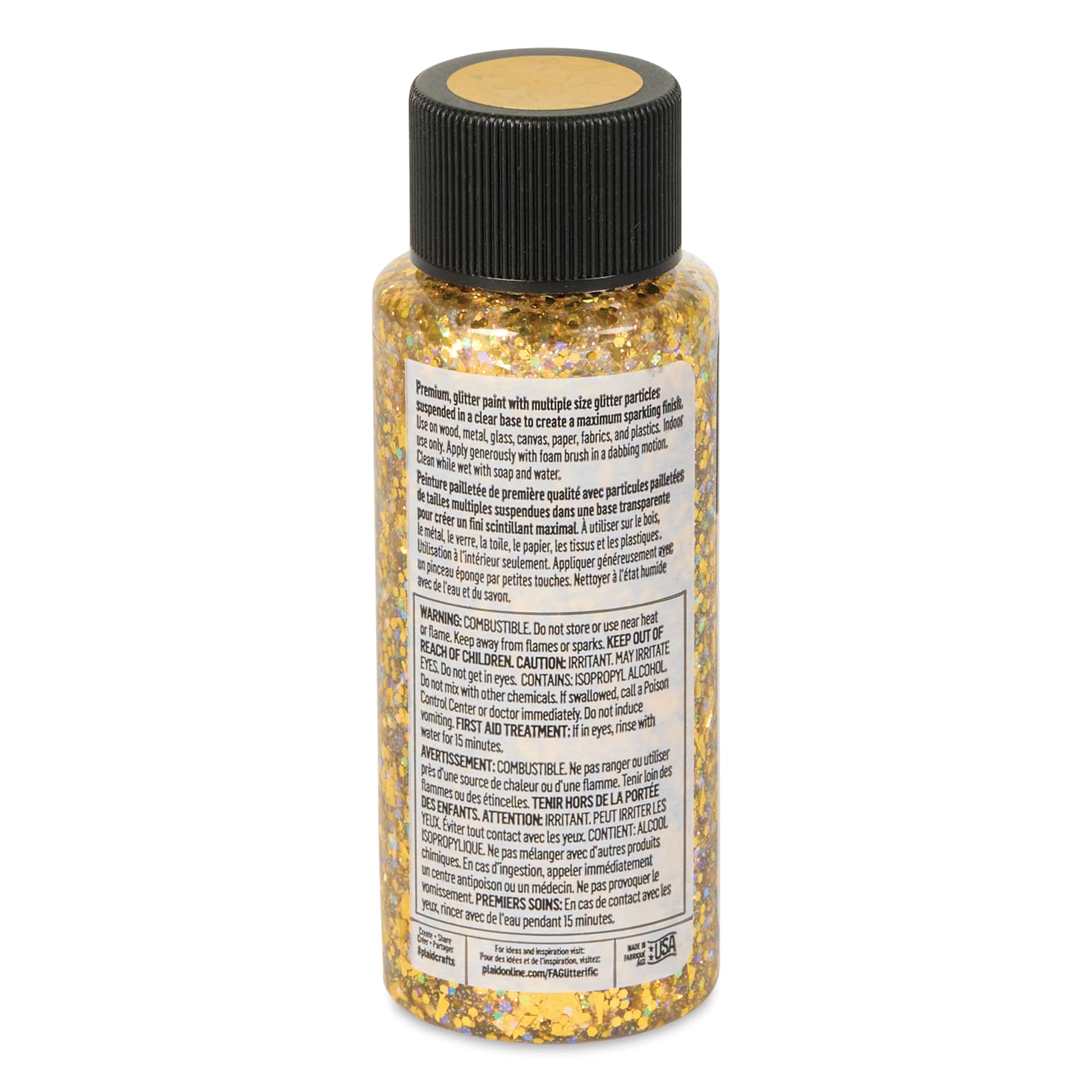 FolkArt Glitterific Acrylic Paint - Gold, 2 oz - front