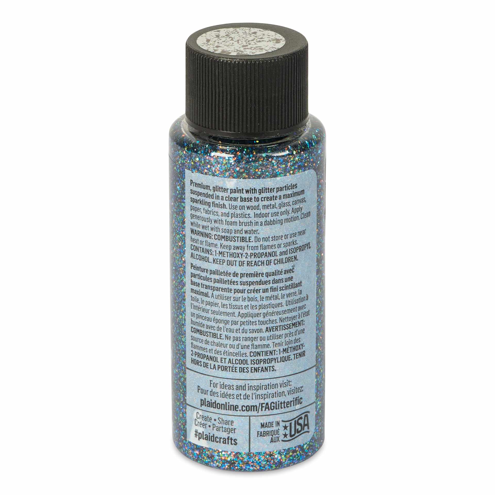 FolkArt Glitterific Fine Acrylic Paint - Black Opal, 2 oz - back