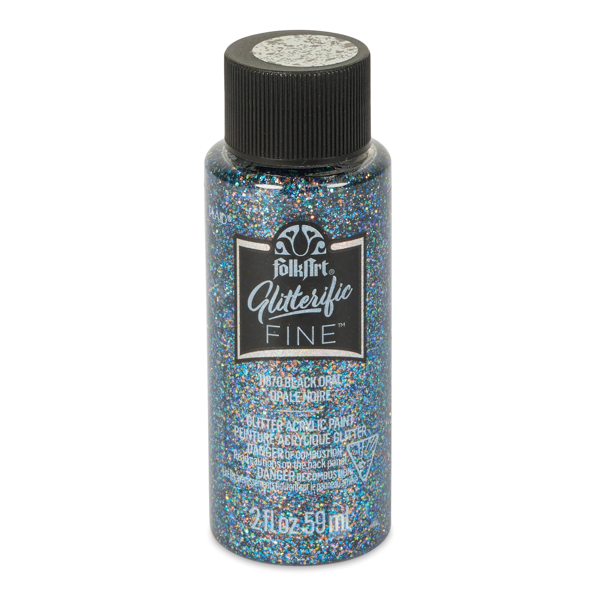 FolkArt Glitterific Fine Acrylic Paint - Black Opal, 2 oz - front