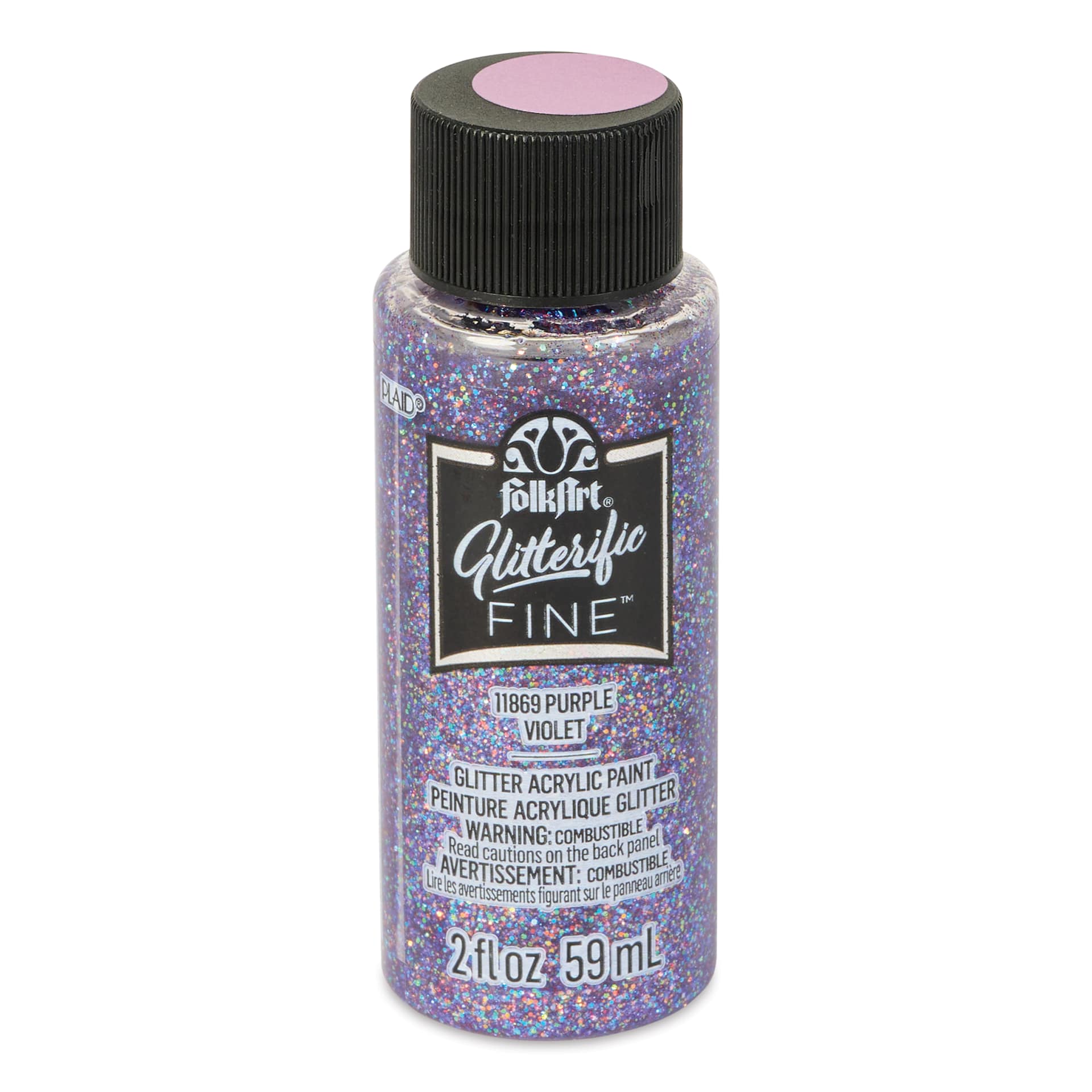 FolkArt Glitterific Fine Acrylic Paint - Purple, 2 oz - front