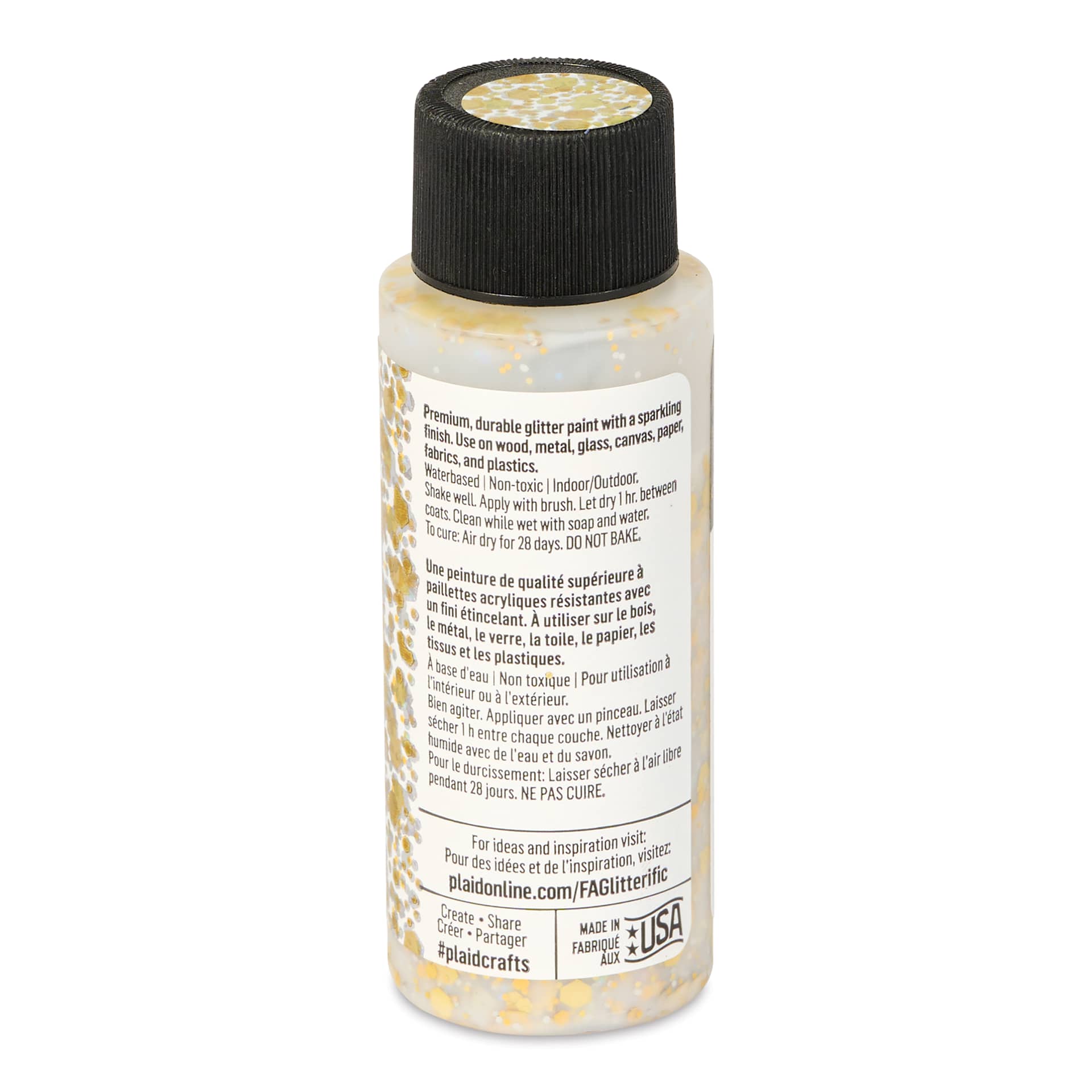 FolkArt Glitterific Pop Acrylic Paint - Golden Treasure, 2 oz - back