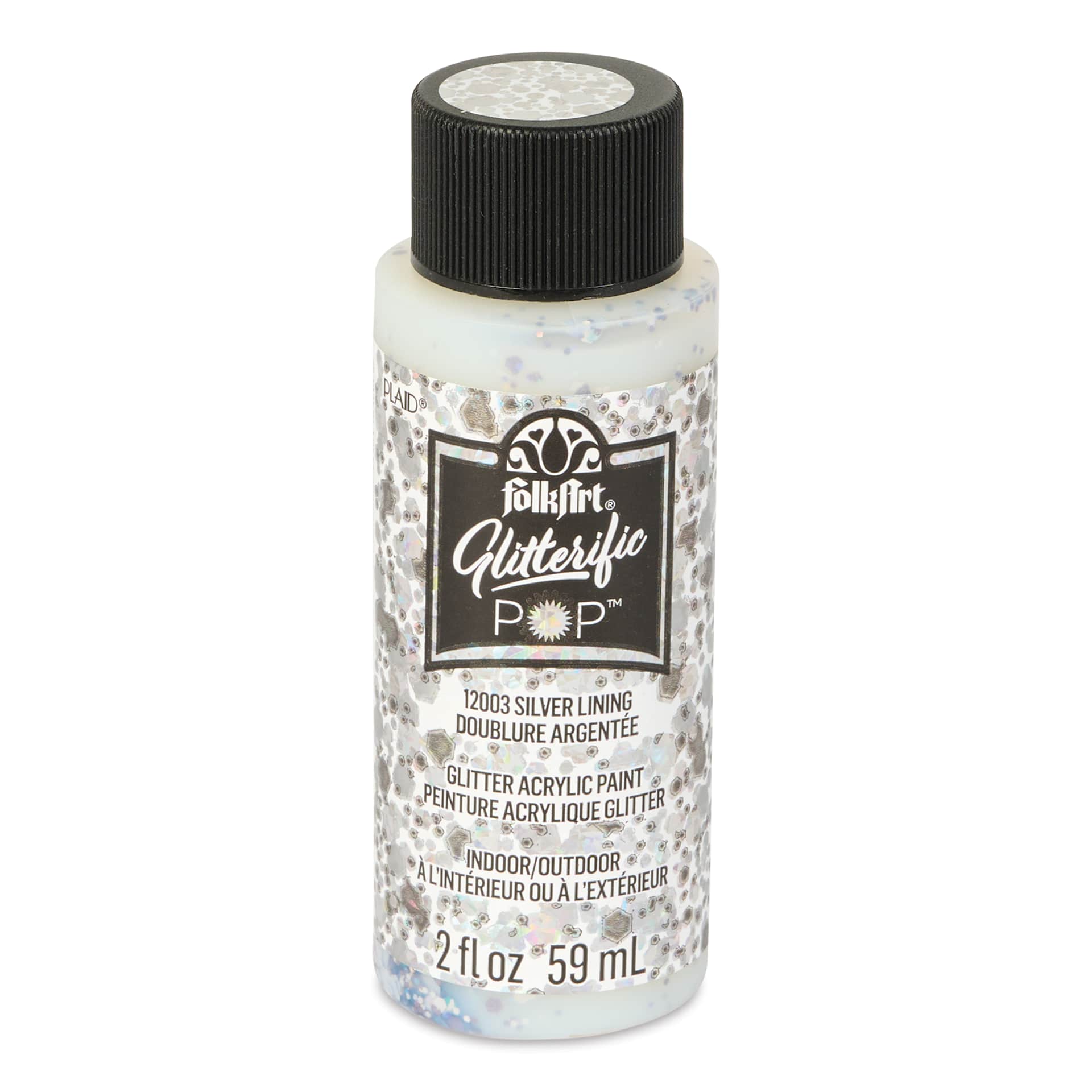 FolkArt Glitterific Pop Acrylic Paint - Silver Lining, 2 oz - front