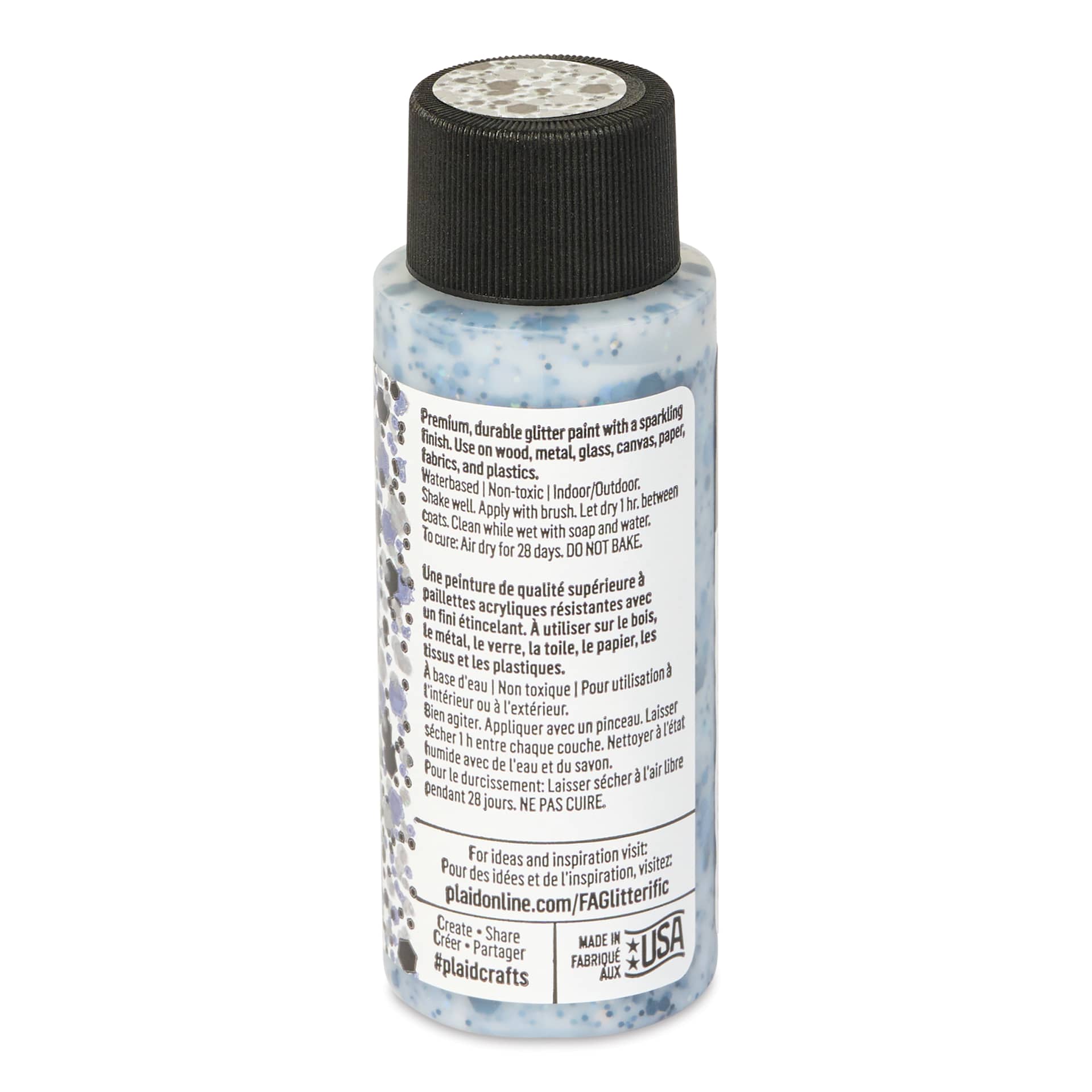 FolkArt Glitterific Pop Acrylic Paint - Black Ice, 2 oz - back