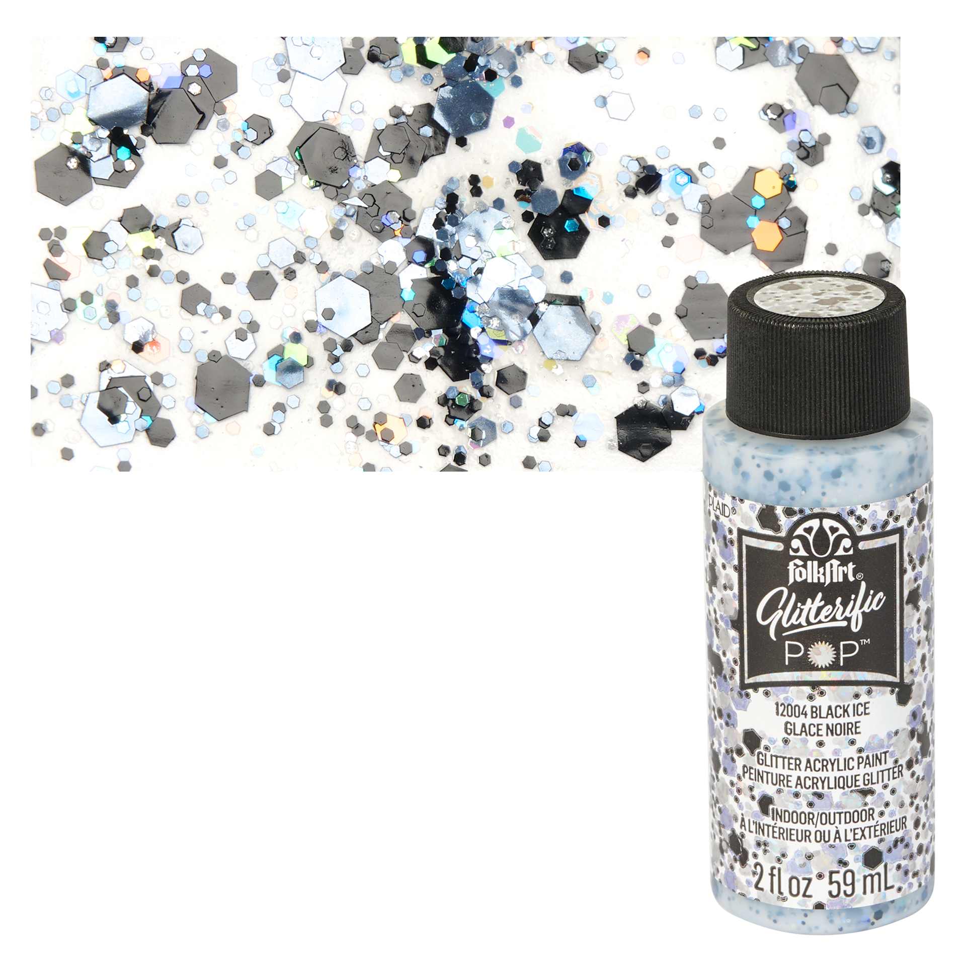 FolkArt Glitterific Pop Acrylic Paint - Dragon Scales - Bottle and Swatch