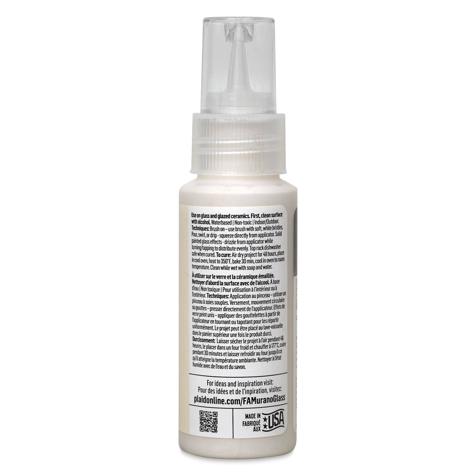FolkArt Murano Glass Paint - Iridescent White, 2 oz back