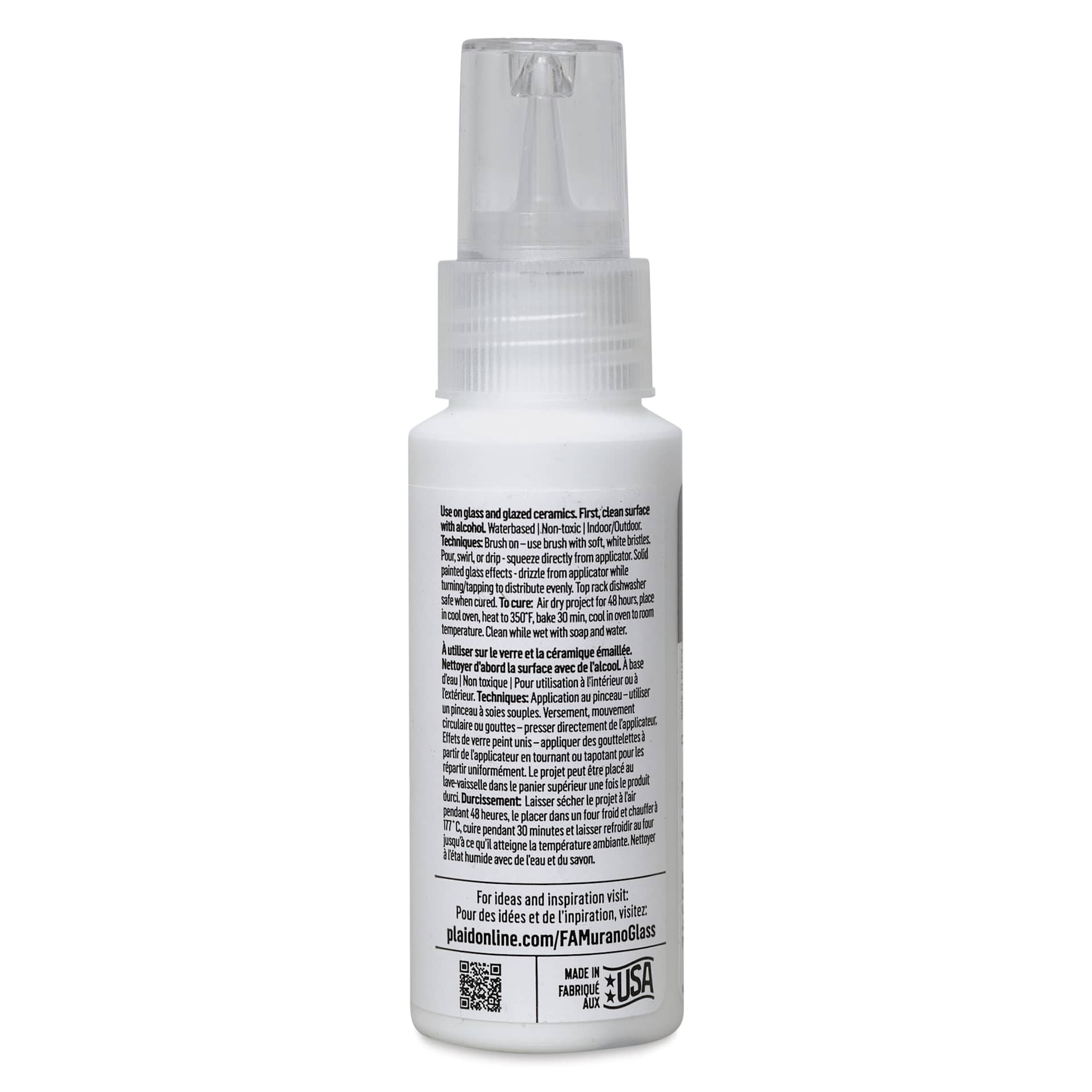 FolkArt Murano Glass Paint - Opaque White, 2 oz back