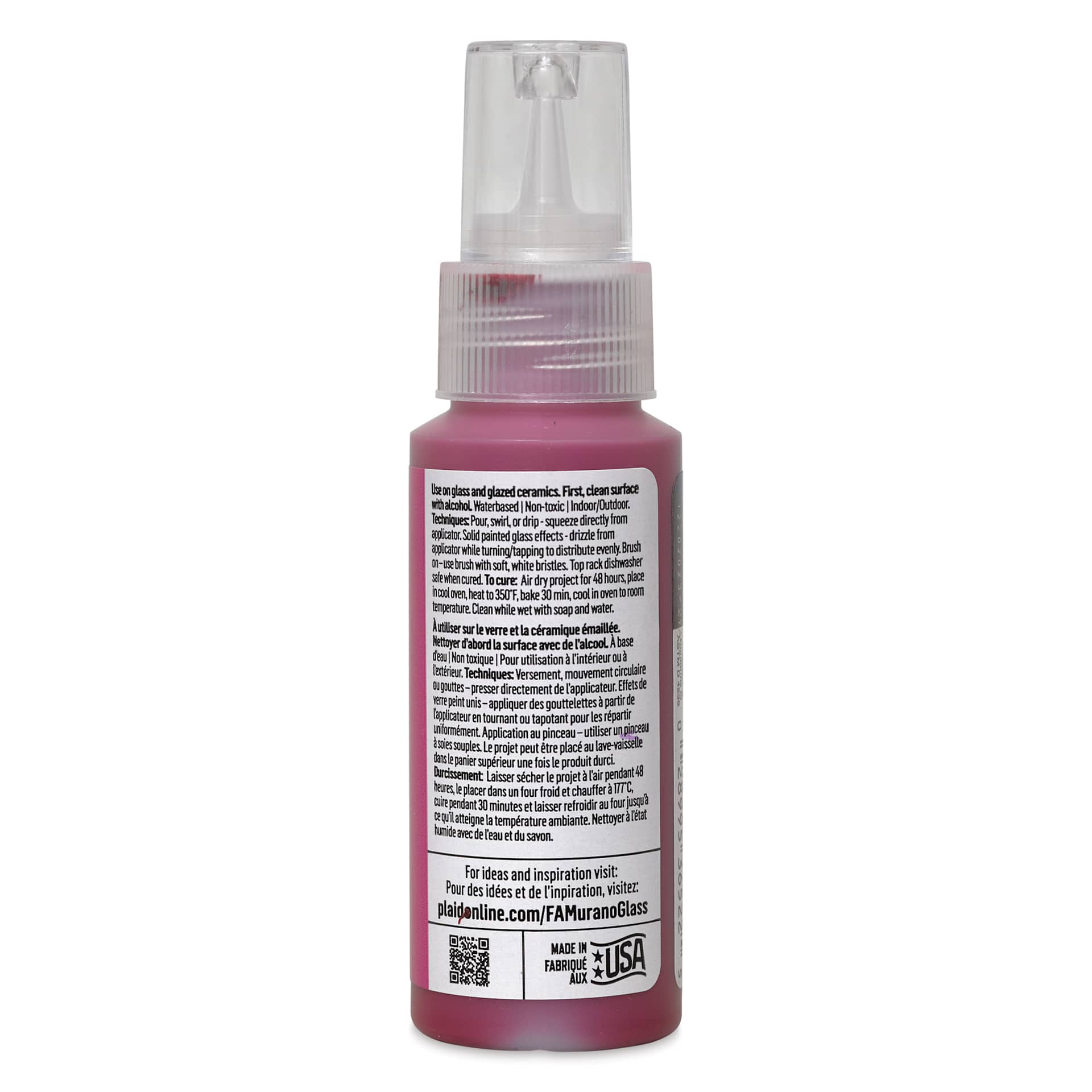 FolkArt Murano Glass Paint - Pink, 2 oz back