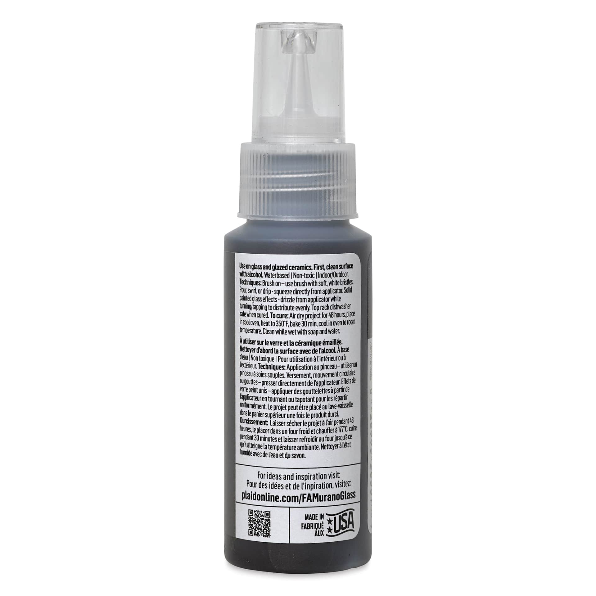 FolkArt Murano Glass Paint - Iridescent Black, 2 oz back