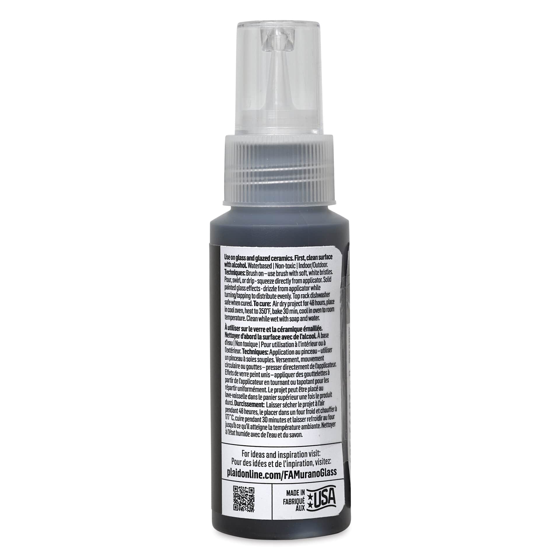 FolkArt Murano Glass Paint - Opaque Black, 2 oz back
