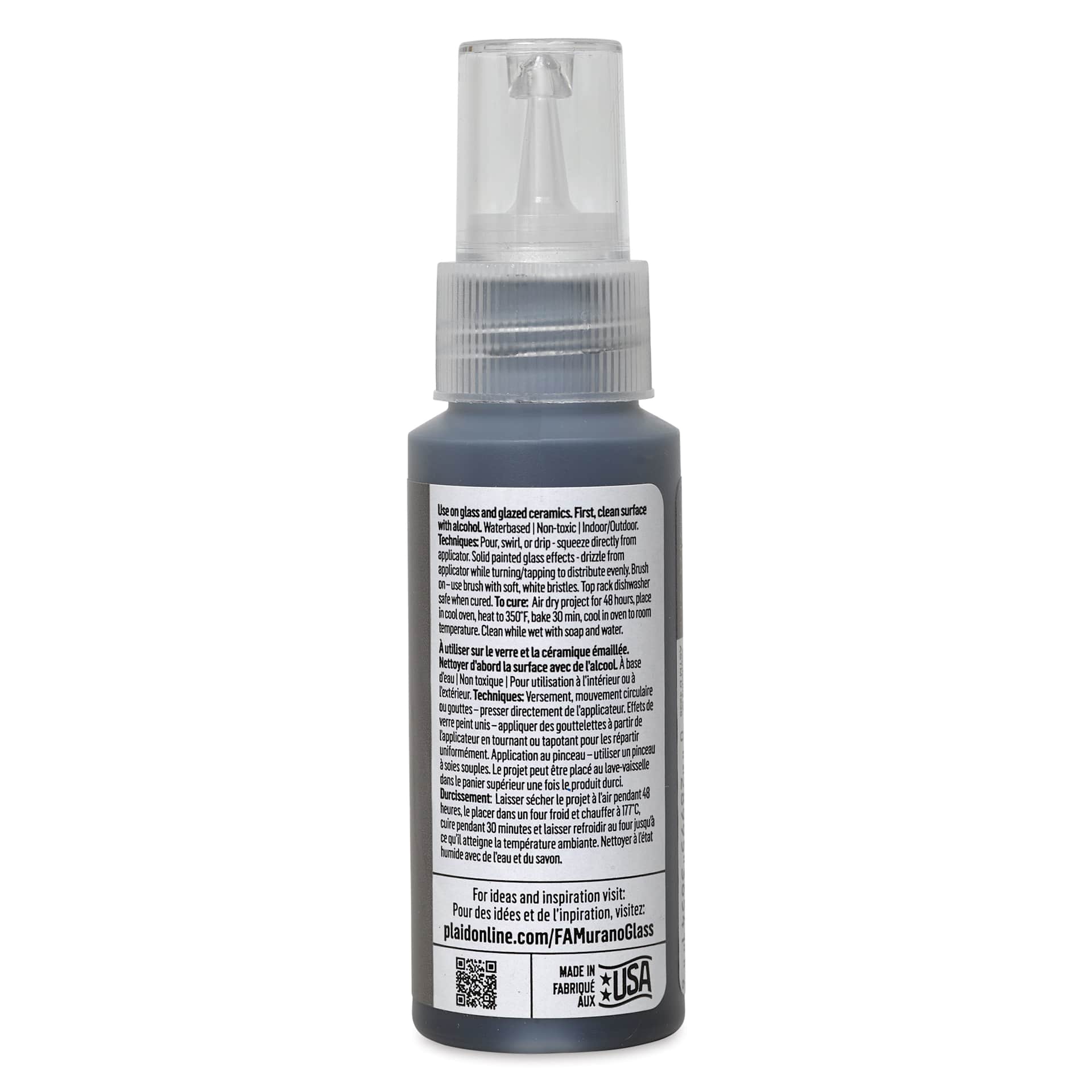 FolkArt Murano Glass Paint - Smoky Gray, 2 oz back