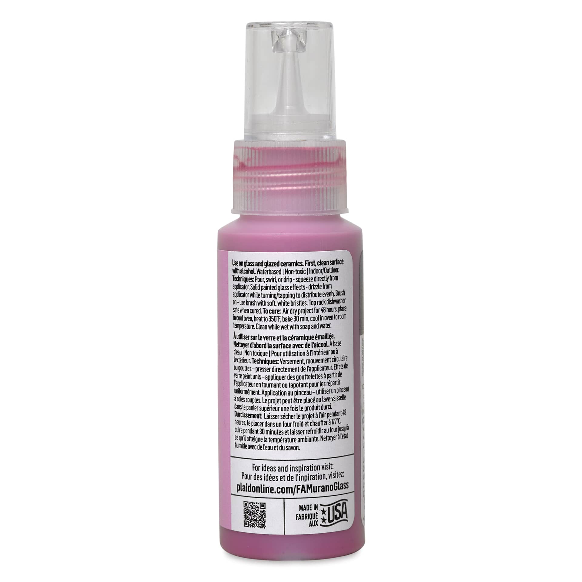 FolkArt Murano Glass Paint - Vintage Pink, 2 oz back