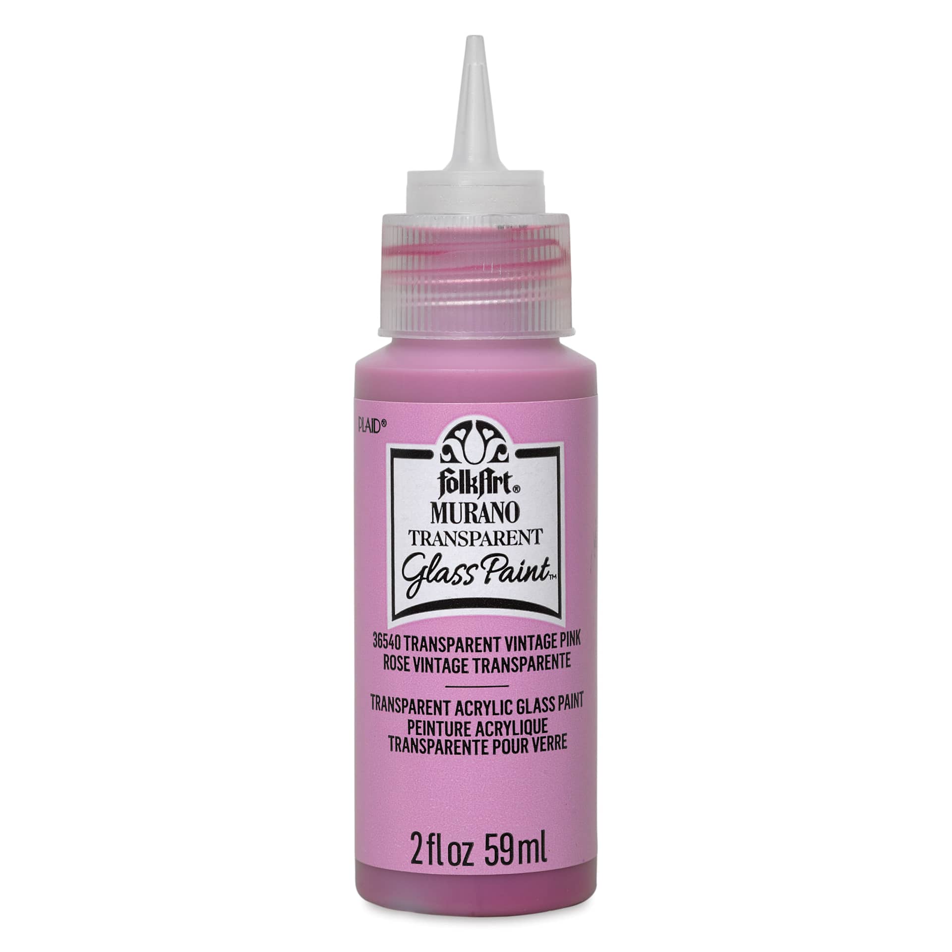 FolkArt Murano Glass Paint - Vintage Pink, 2 oz with cap off