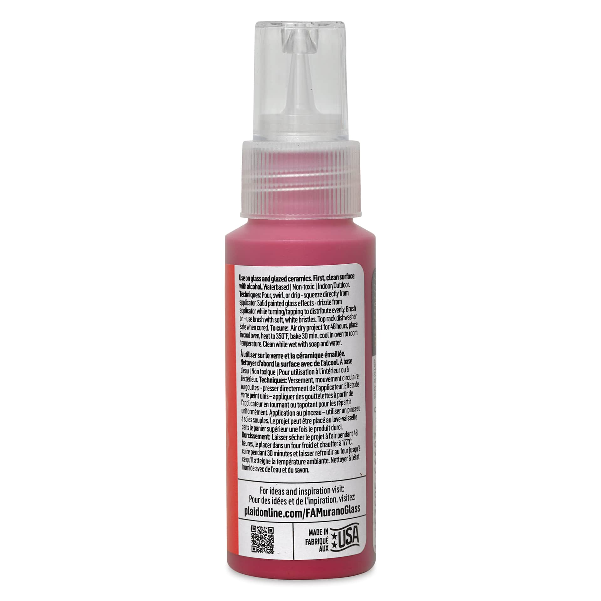 FolkArt Murano Glass Paint - Red, 2 oz back