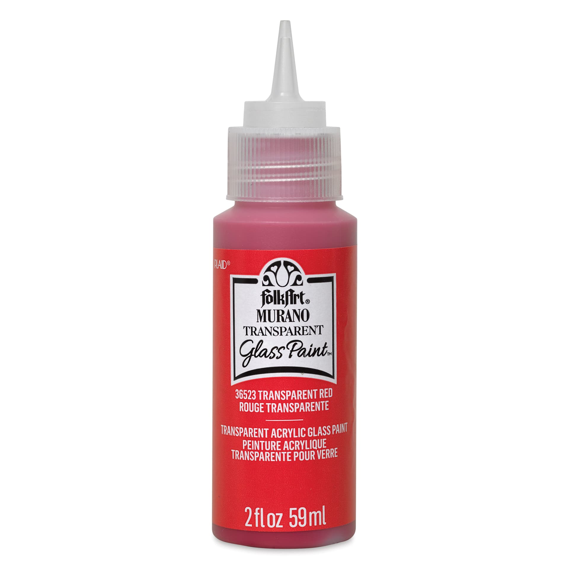 FolkArt Murano Glass Paint - Red, 2 oz with cap off