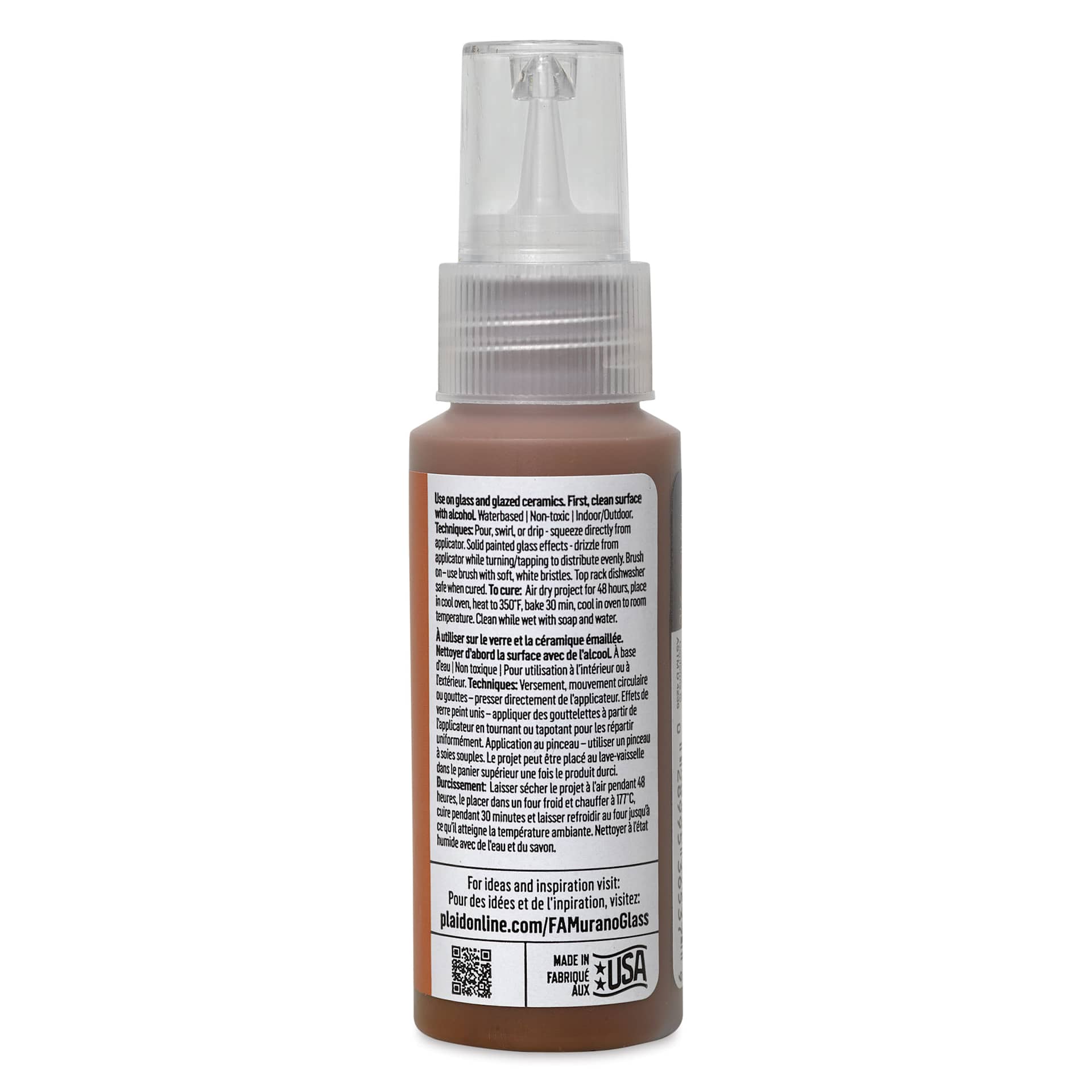 FolkArt Murano Glass Paint - Orange Copper, 2 oz back