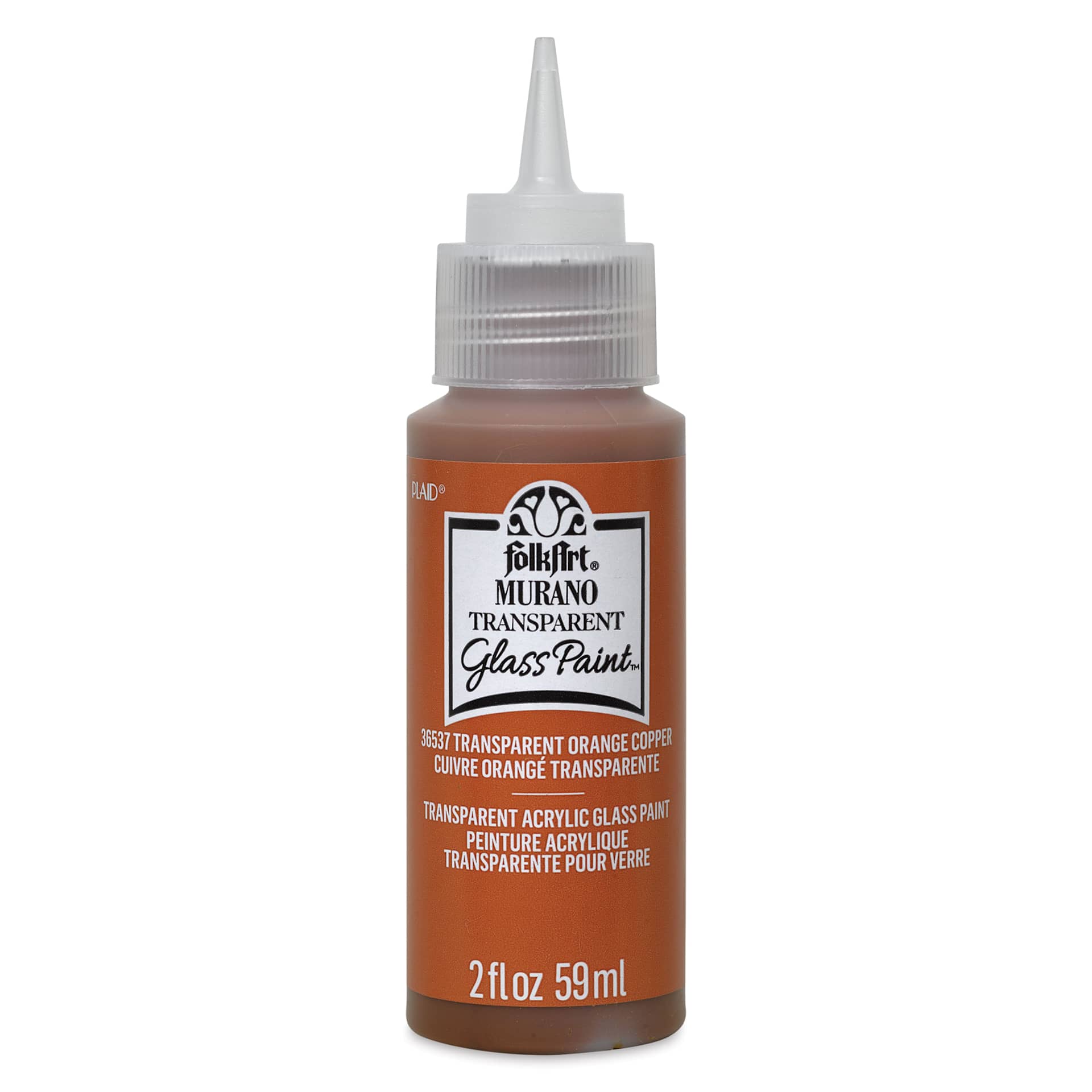 FolkArt Murano Glass Paint - Orange Copper, 2 oz with cap off