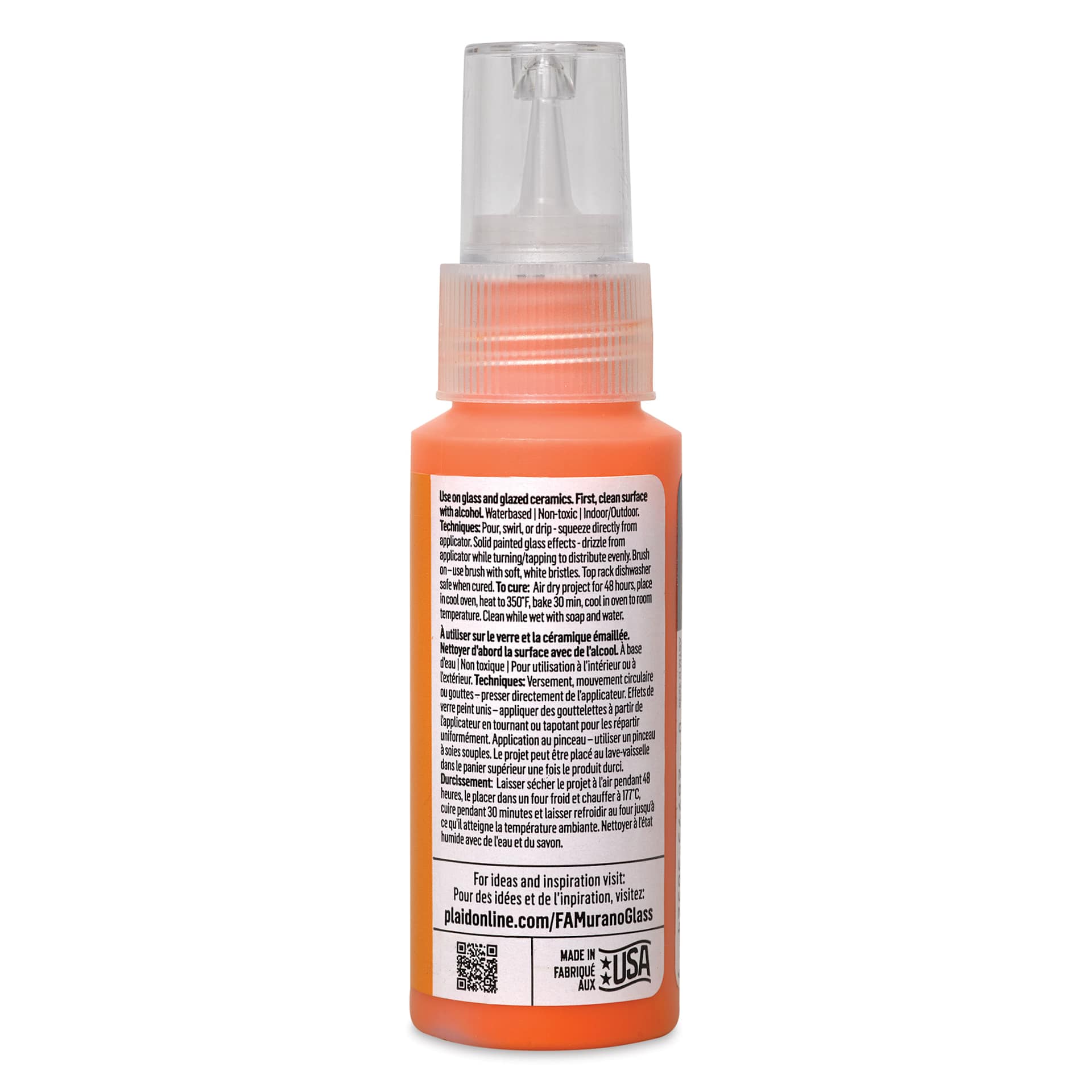 FolkArt Murano Glass Paint - Orange, 2 oz back