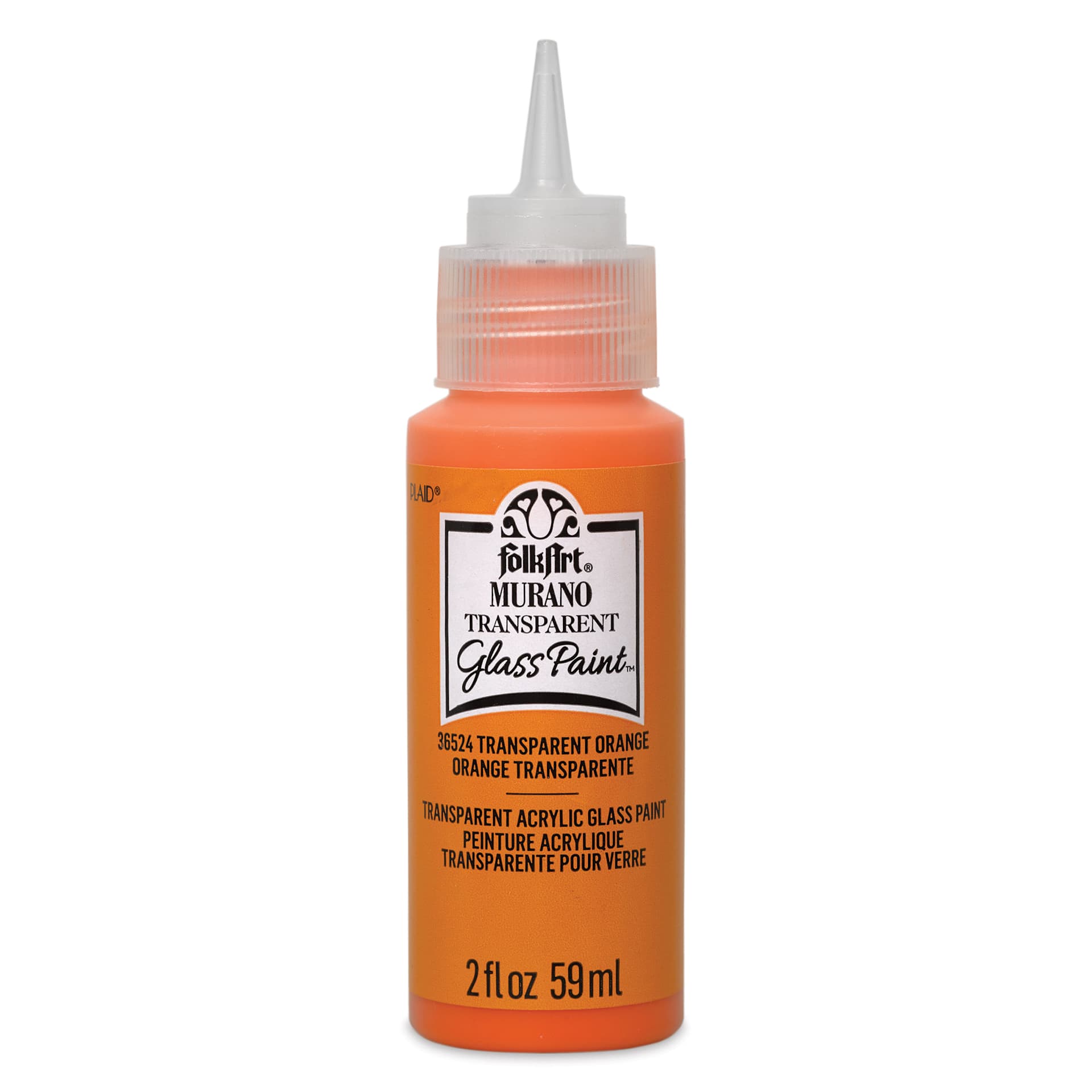 FolkArt Murano Glass Paint - Orange, 2 oz with cap off