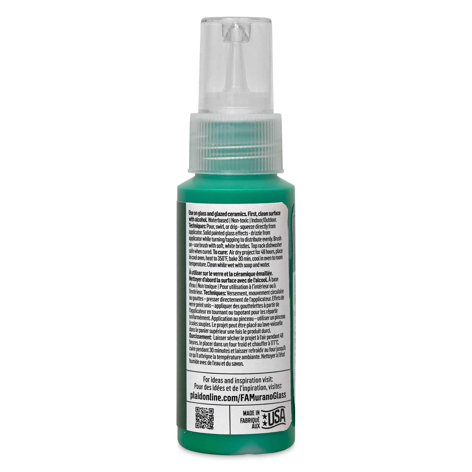 FolkArt Murano Glass Paint - Blue Green, 2 oz back