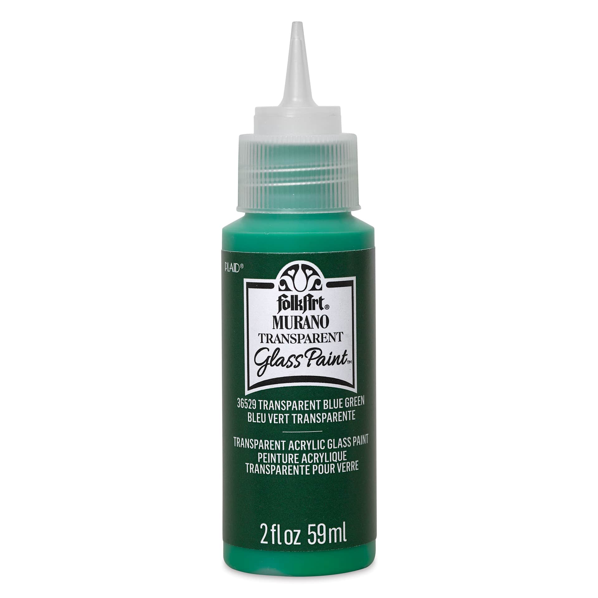 FolkArt Murano Glass Paint - Blue Green, 2 oz with cap off