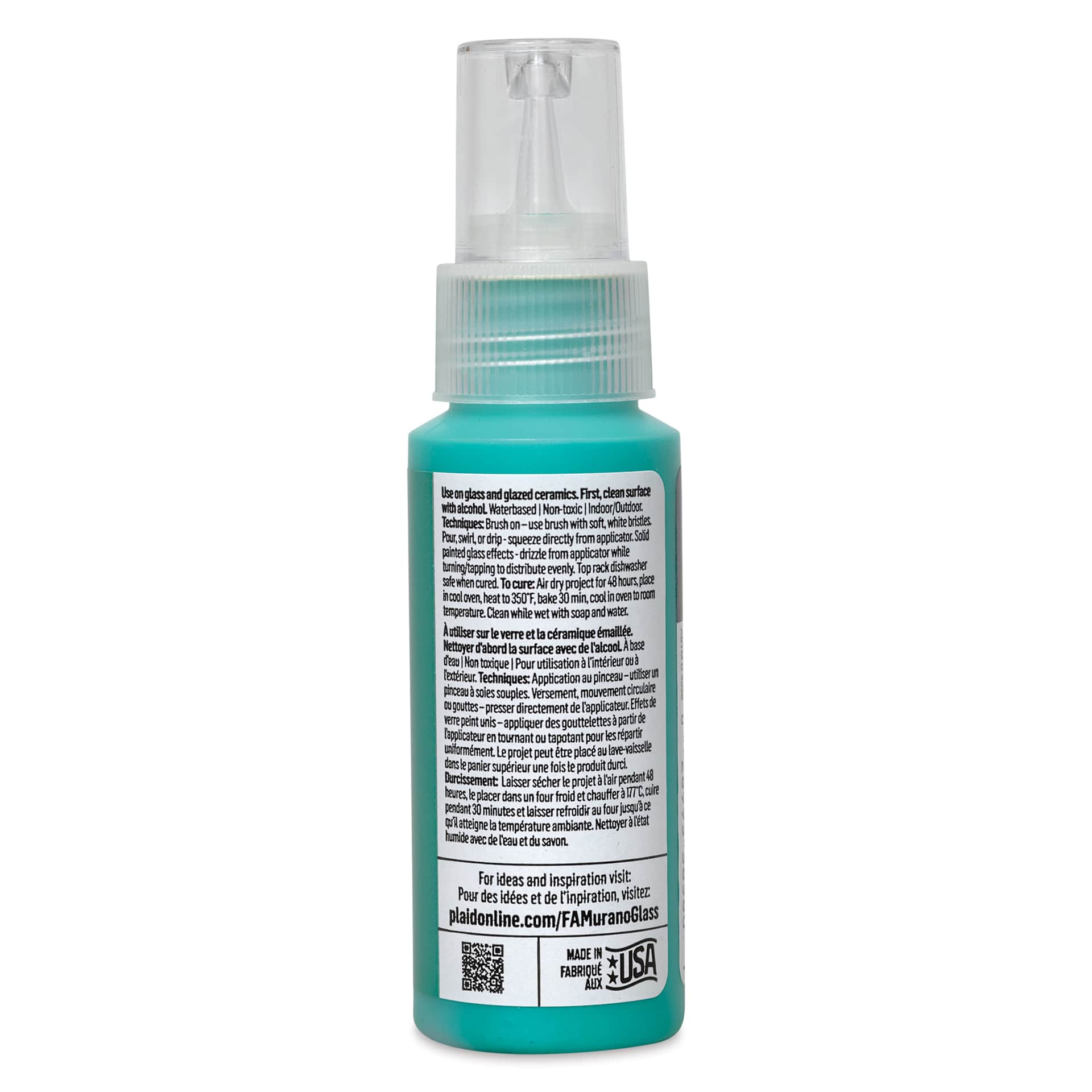 FolkArt Murano Glass Paint - Iridescent Aqua, 2 oz back