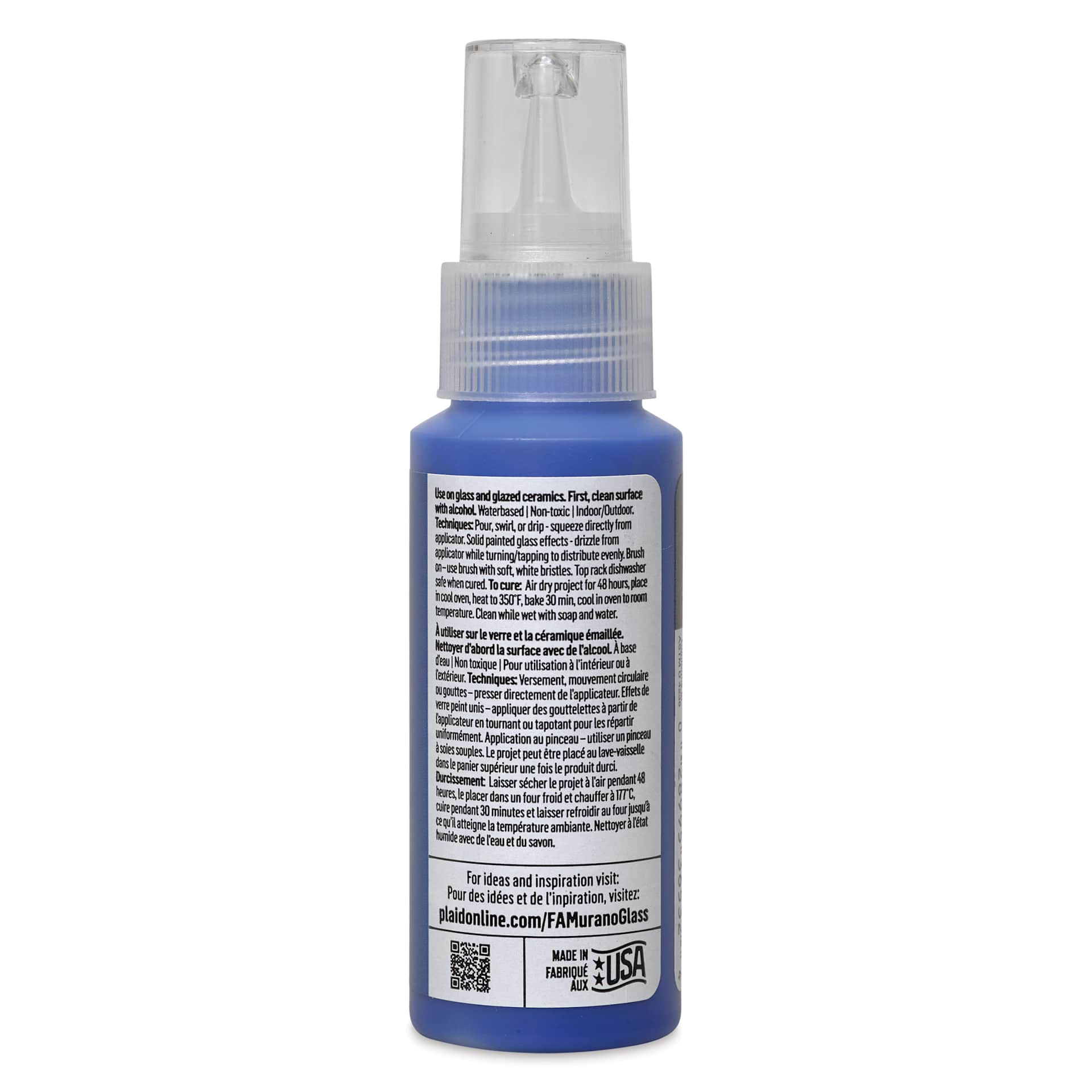 FolkArt Murano Glass Paint - Deep Blue, 2 oz back