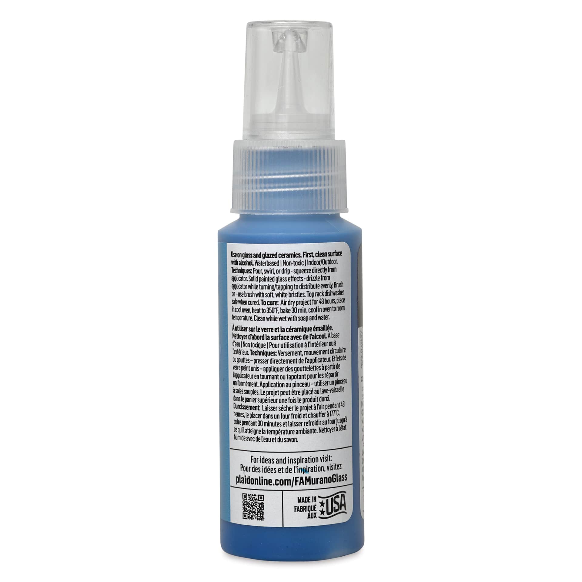 FolkArt Murano Glass Paint - Bright Blue, 2 oz back