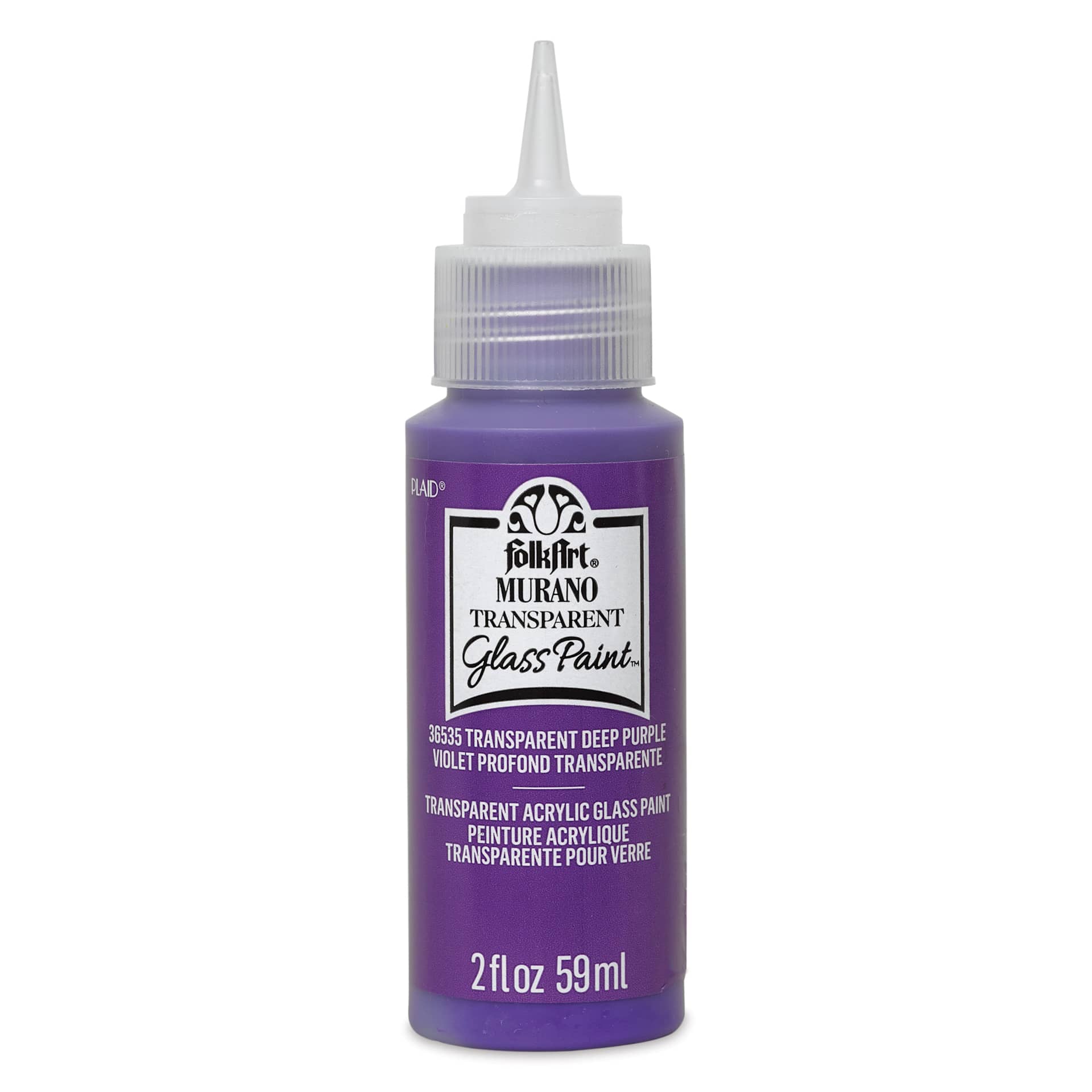 FolkArt Murano Glass Paint - Deep Purple, 2 oz with cap off