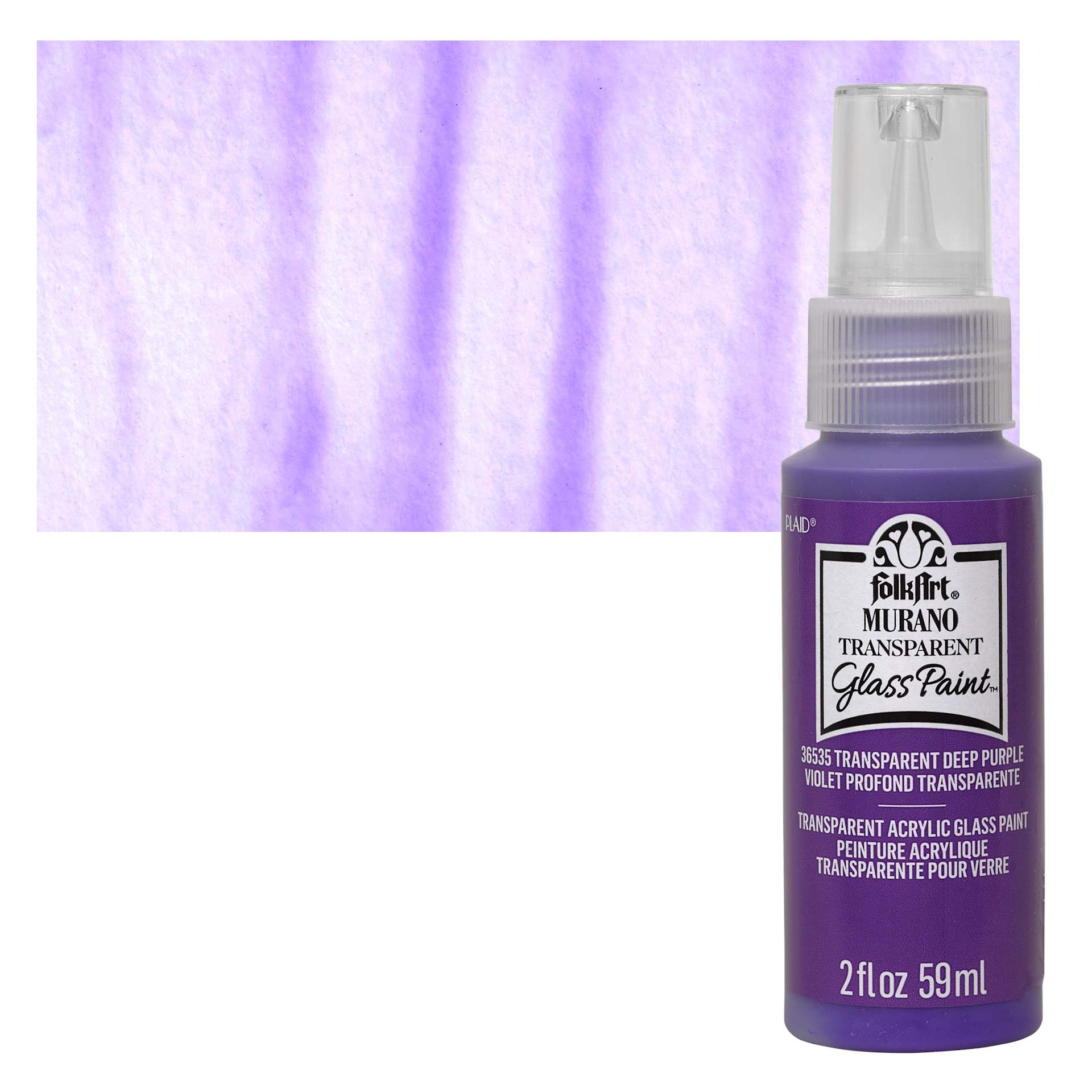 FolkArt Murano Glass Paint - Deep Purple, 2 oz bottle and swatch