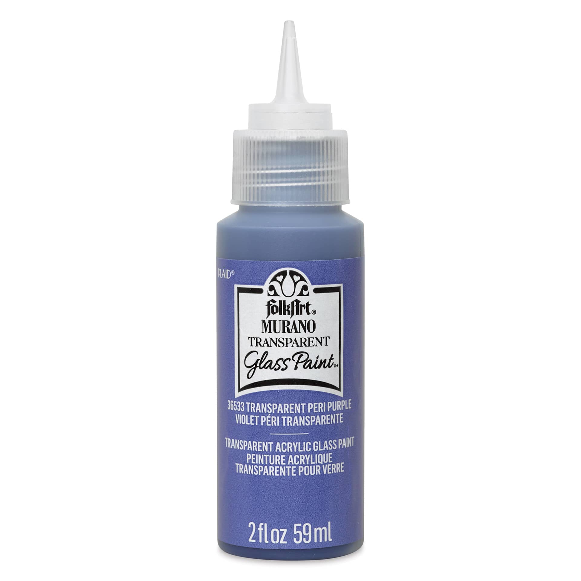 FolkArt Murano Glass Paint - Peri Purple, 2 oz with cap off