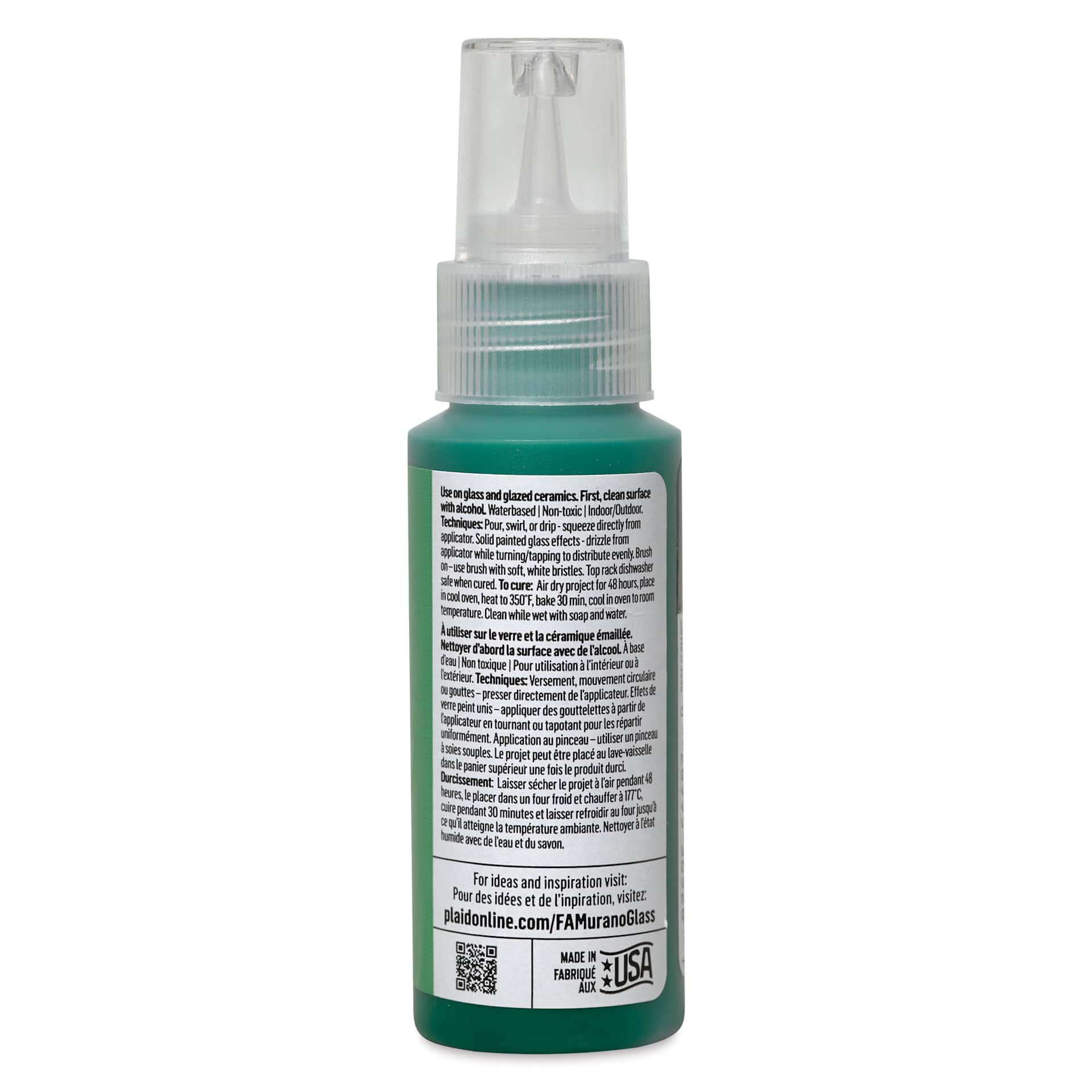 FolkArt Murano Glass Paint - Green, 2 oz back