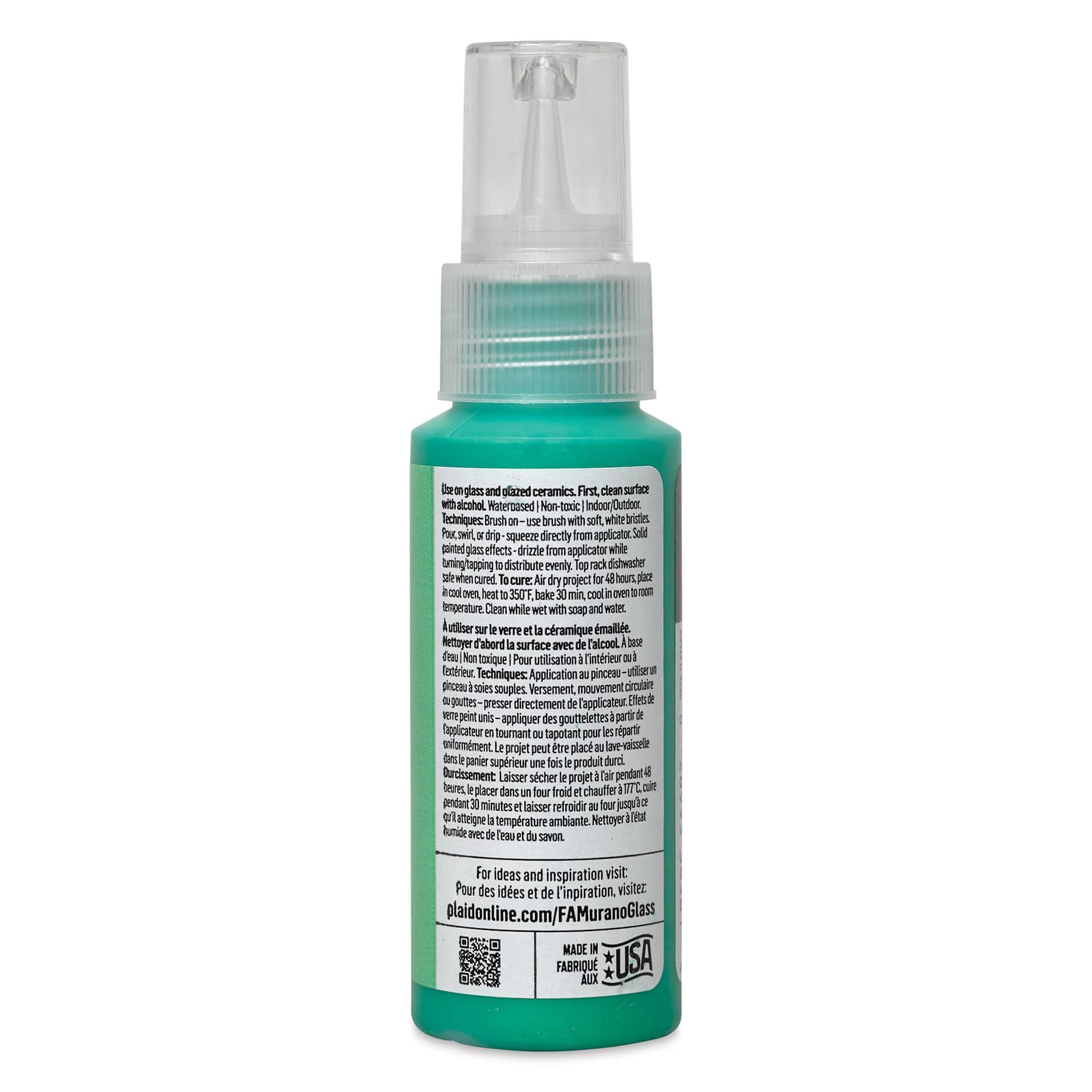 FolkArt Murano Glass Paint - Iridescent Emerald, 2 oz back