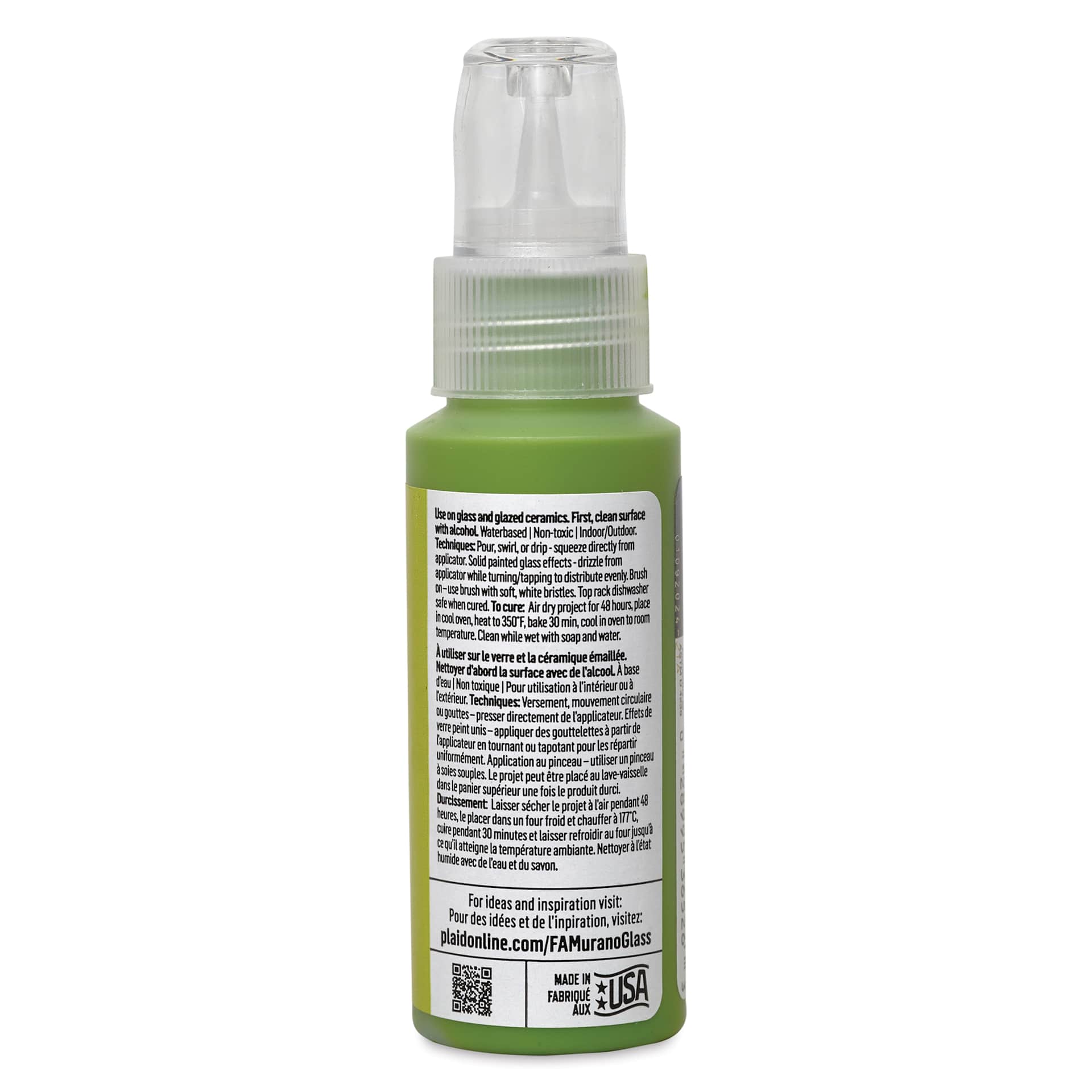 FolkArt Murano Glass Paint - Lime Green, 2 oz back