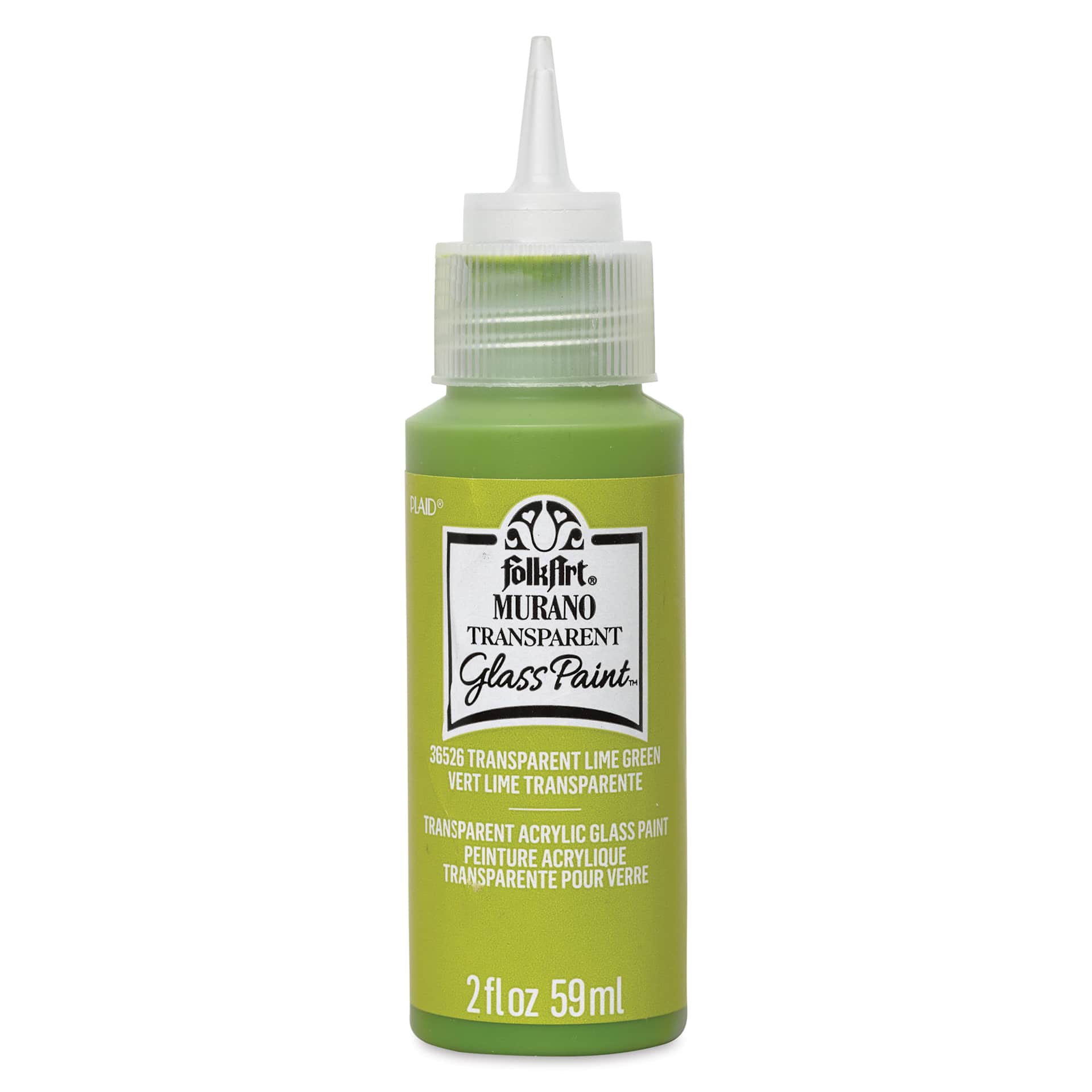 FolkArt Murano Glass Paint - Lime Green, 2 oz with cap off